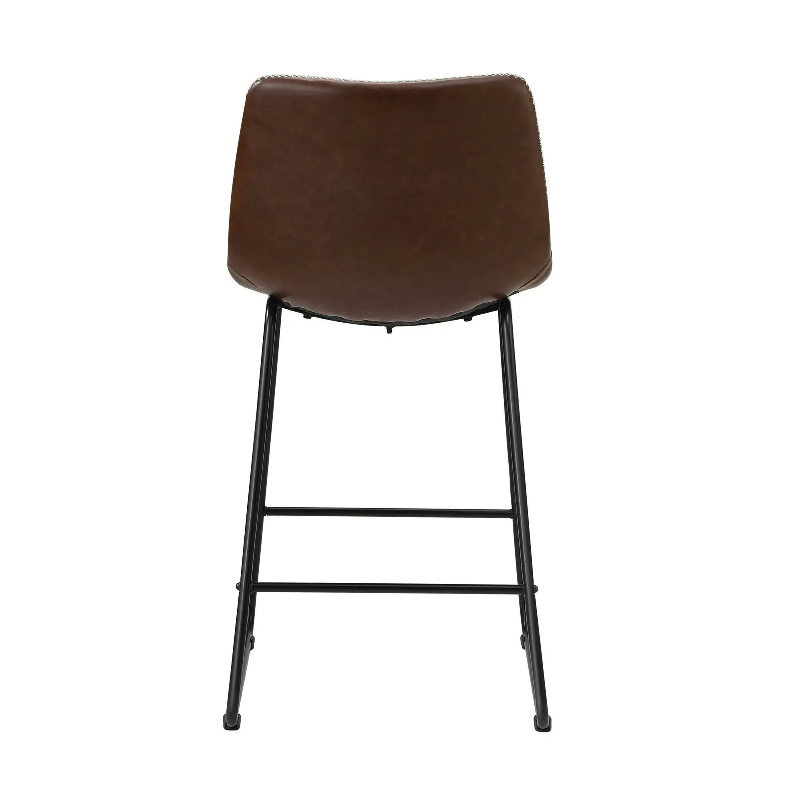 Oikiture 2x Bar Stools Kitchen Dining Chairs Leather Metal Brown