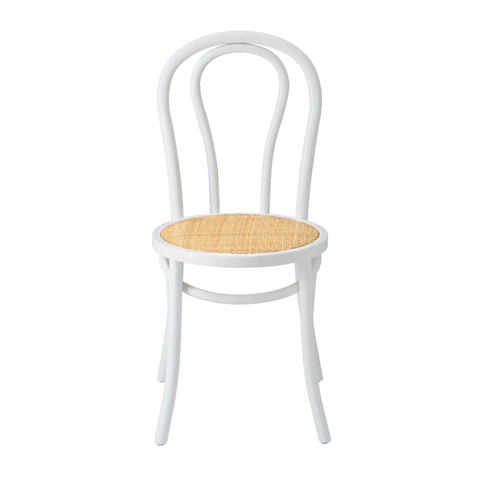 Oikiture 4PCS Dining Chair Solid Wooden Chairs Ratan Seat White