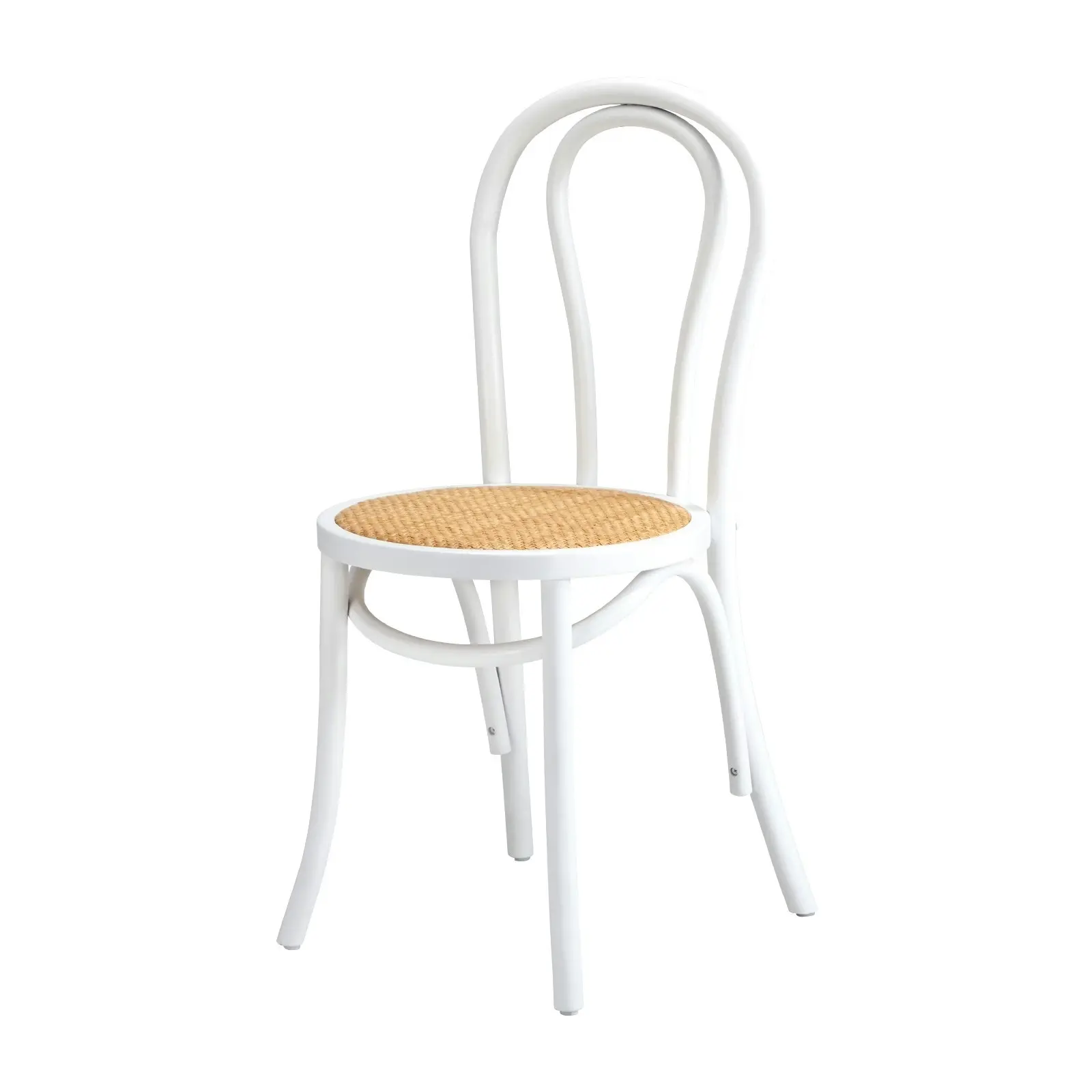 Oikiture 6PCS Dining Chair Solid Wooden Chairs Ratan Seat White