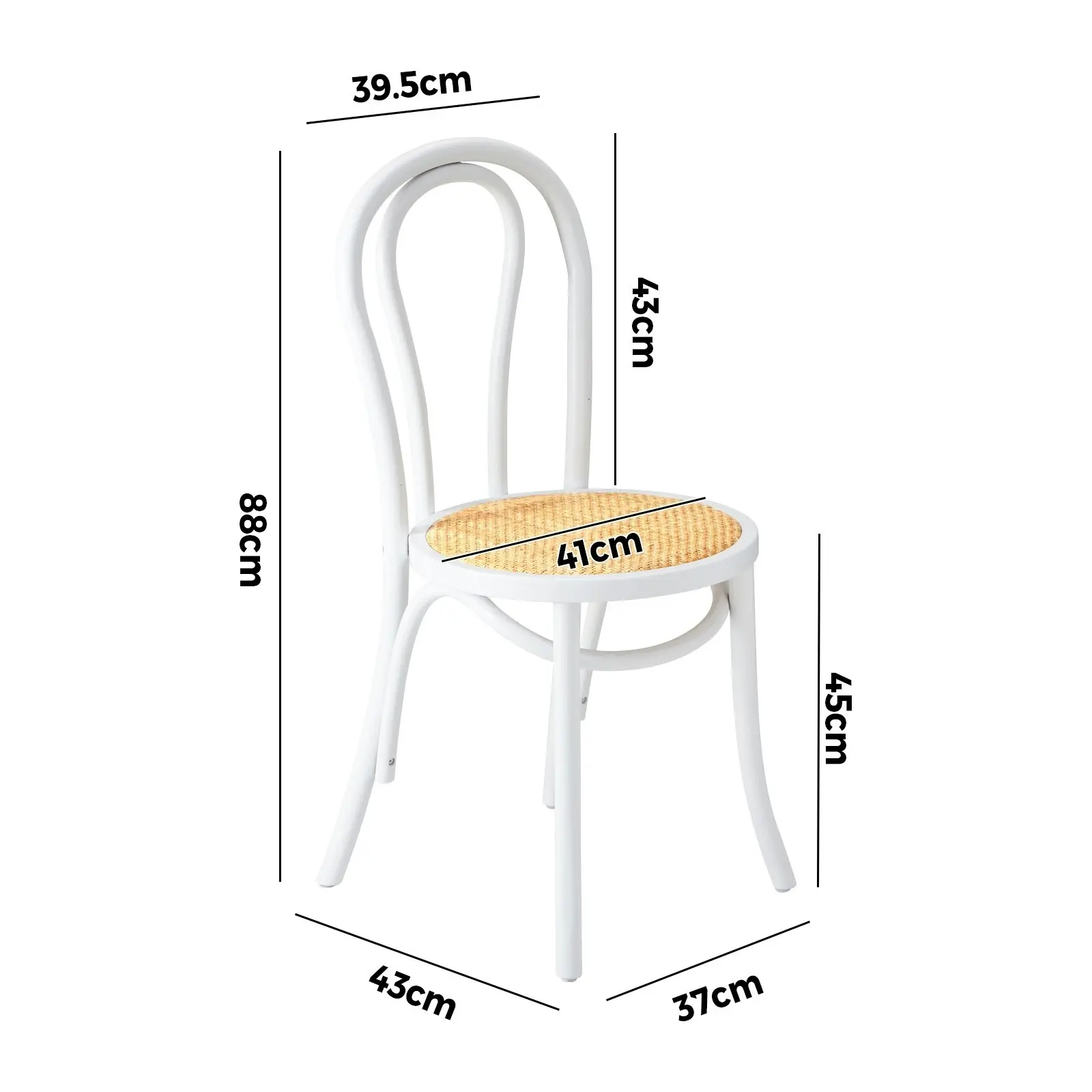 Oikiture 6PCS Dining Chair Solid Wooden Chairs Ratan Seat White