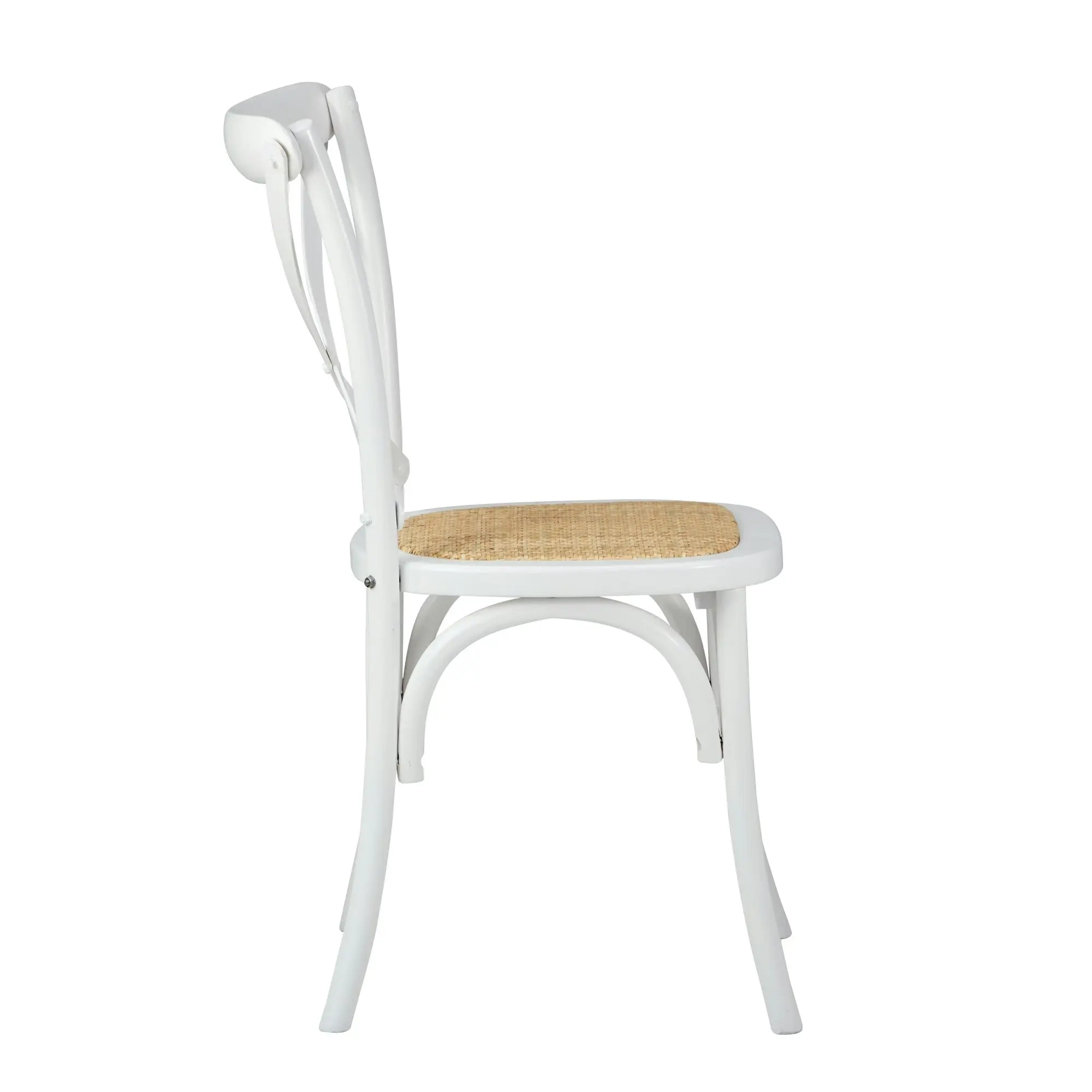 Oikiture 4x Crossback Dining Chair Solid Birch Timber Wood Ratan Seat White