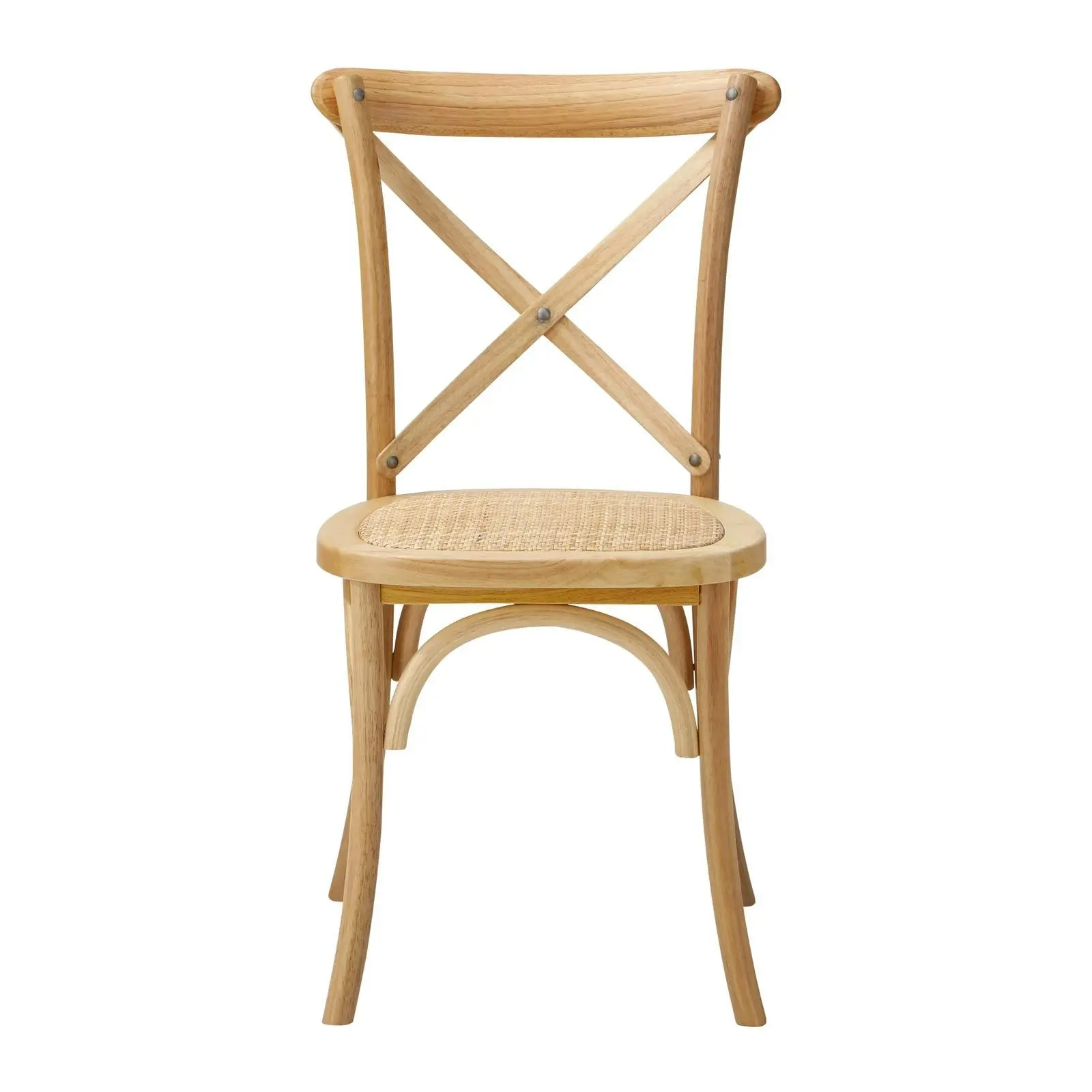 Oikiture 4x Crossback Dining Chair Solid Birch Timber Wood Ratan Seat Natural