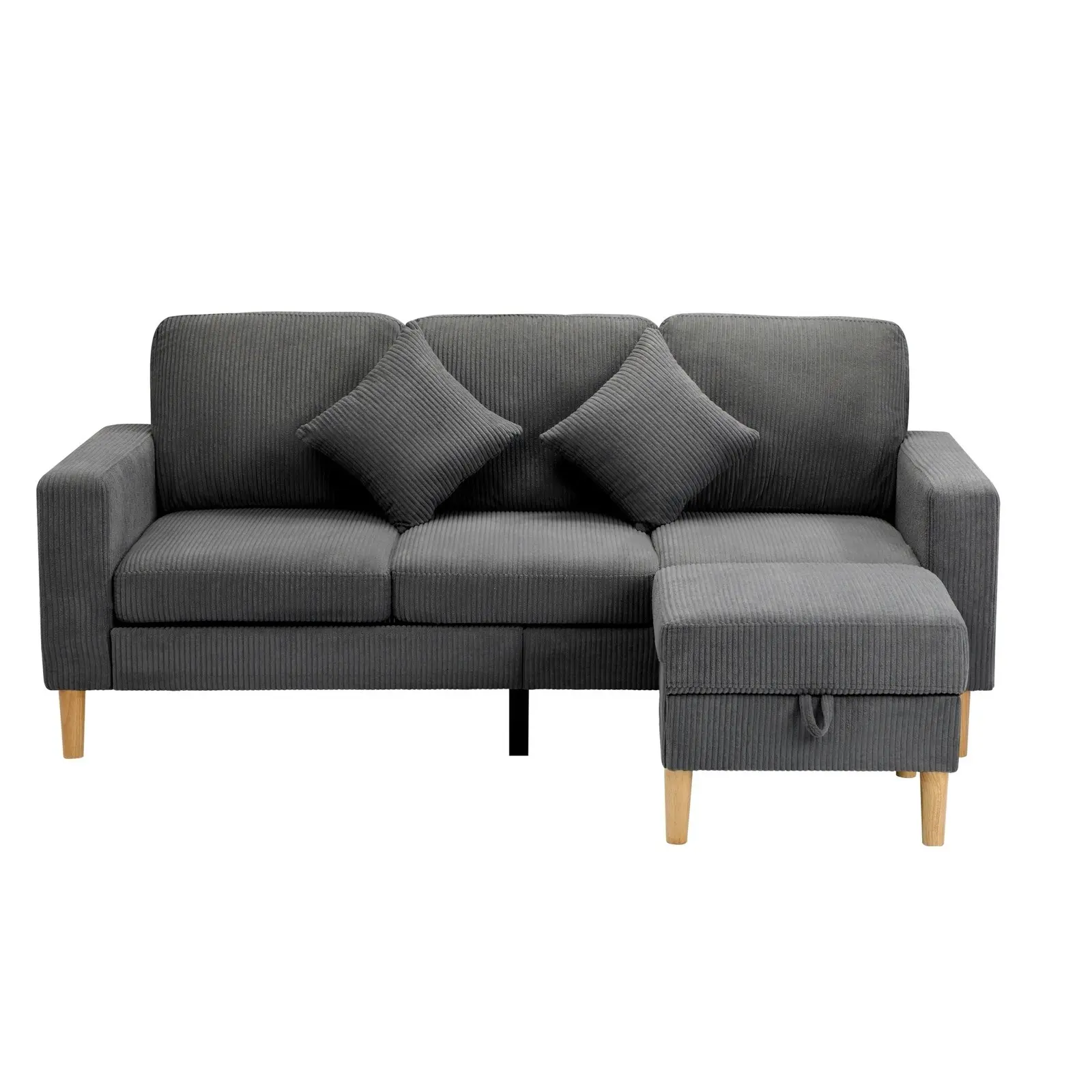 Oikiture Sofa Lounge Set Ottoman Velvet Grey