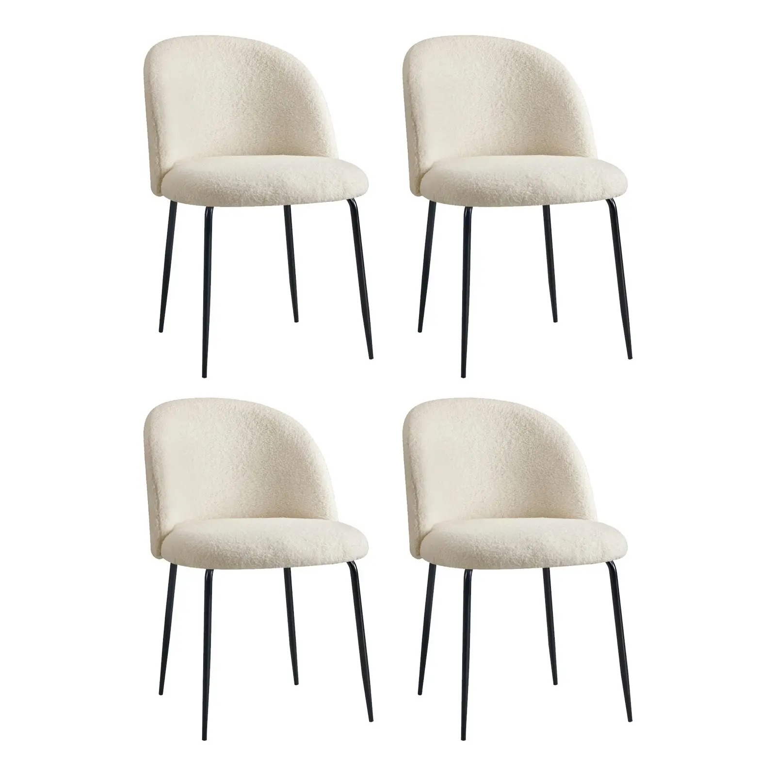 Oikiture Dining chairs Upholstered Sherpa White