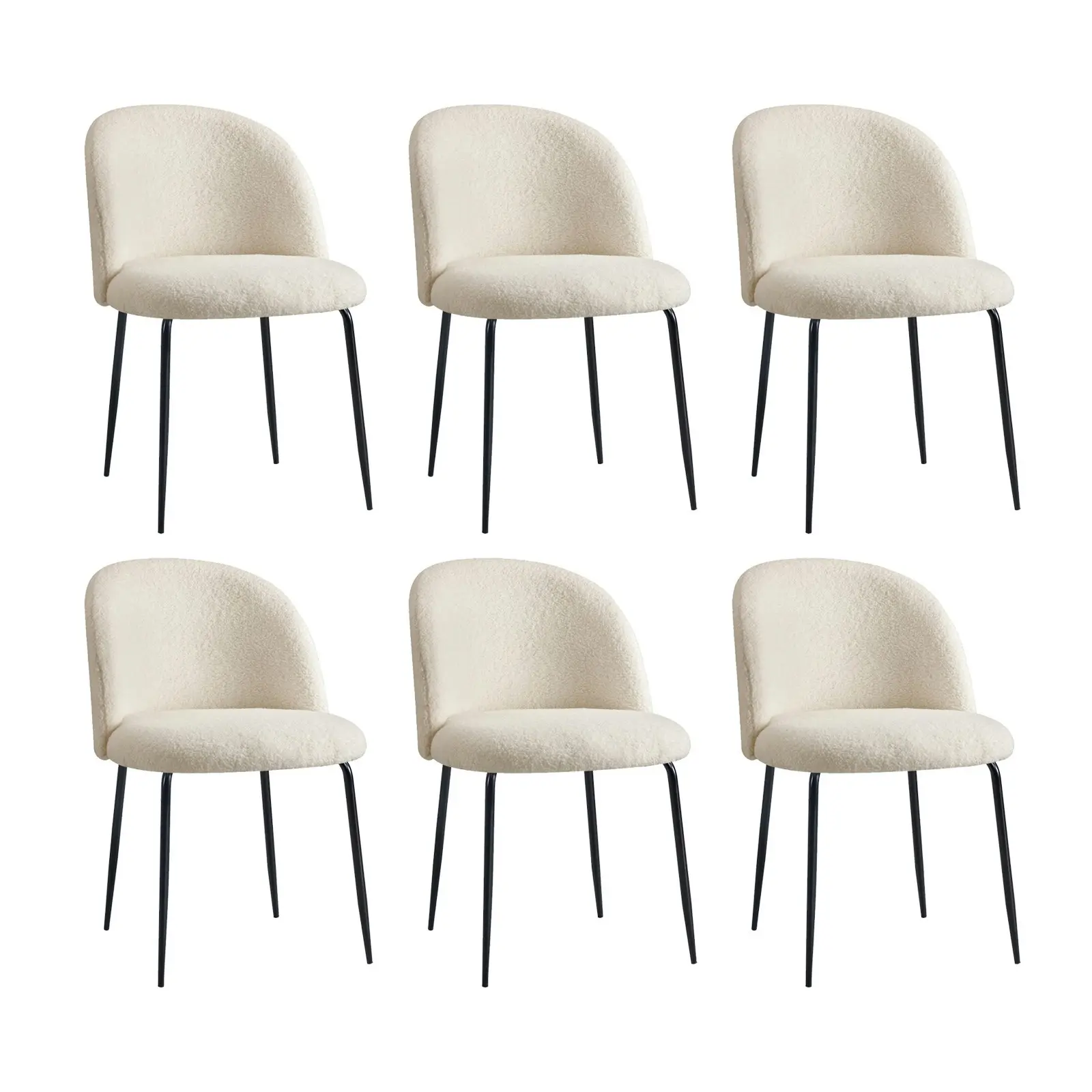 Oikiture Dining chairs Upholstered Sherpa White