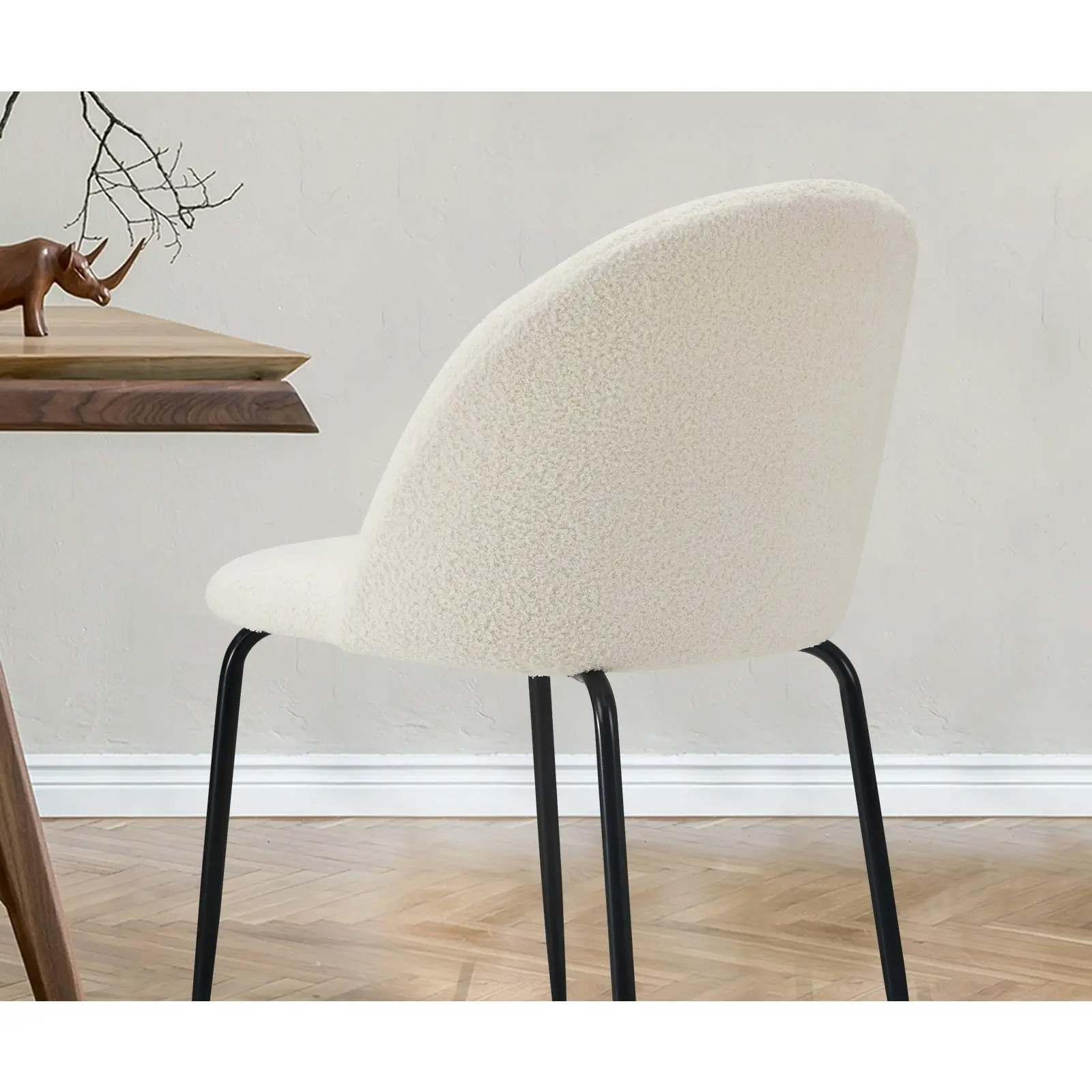 Oikiture Dining chairs Upholstered Sherpa White