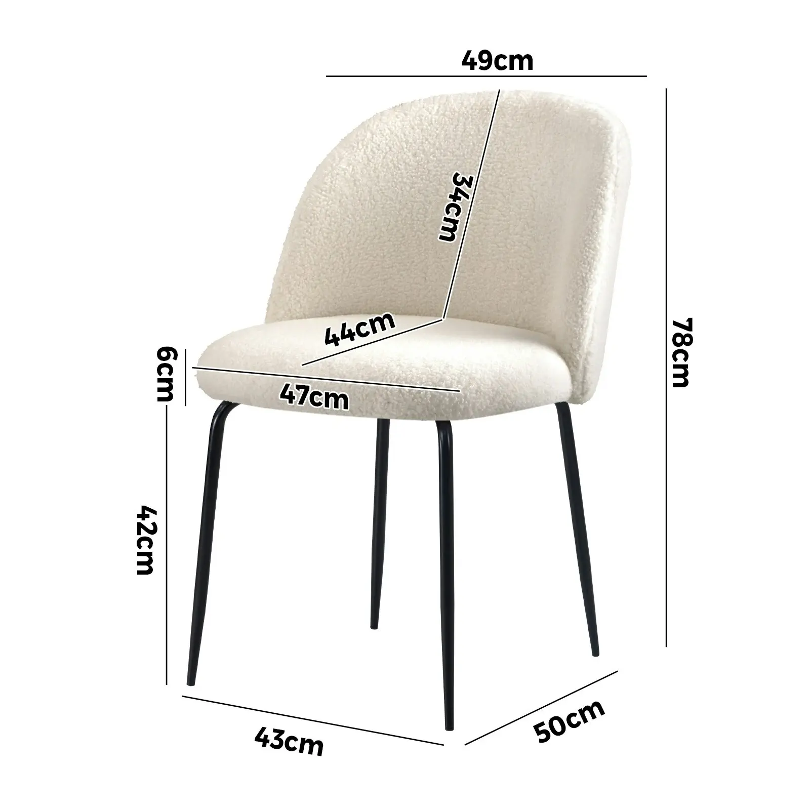 Oikiture Dining chairs Upholstered Sherpa White