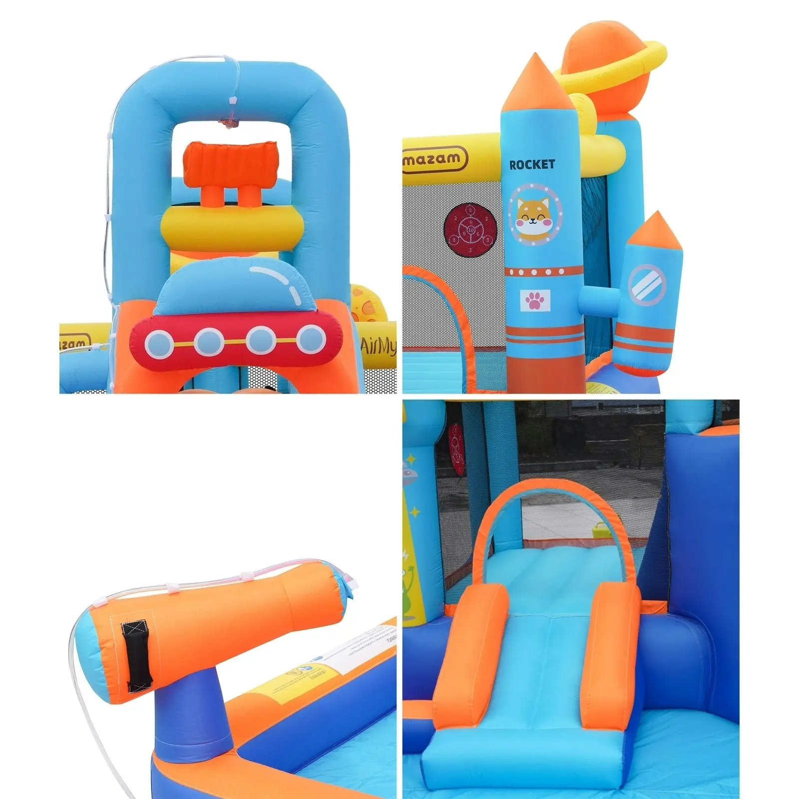 AirMyFun 12 Play Zones Inflatable Trampoline Castle Space Theme Water Slide