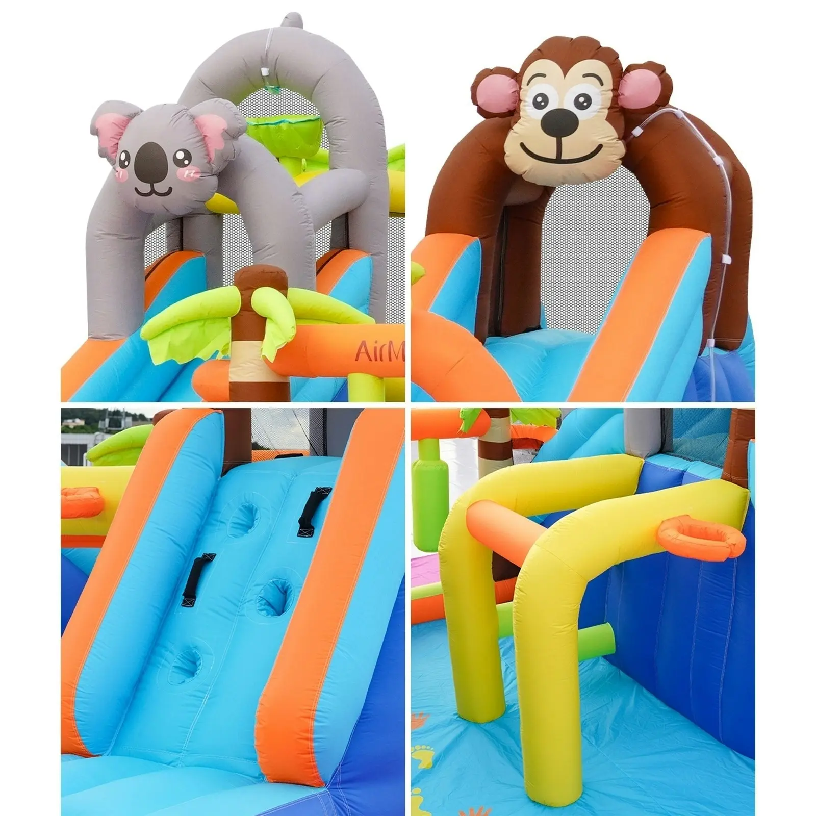 AirMyFun 12 Play Zones Inflatable Dual Water Slide Animal Theme Jumping Castle