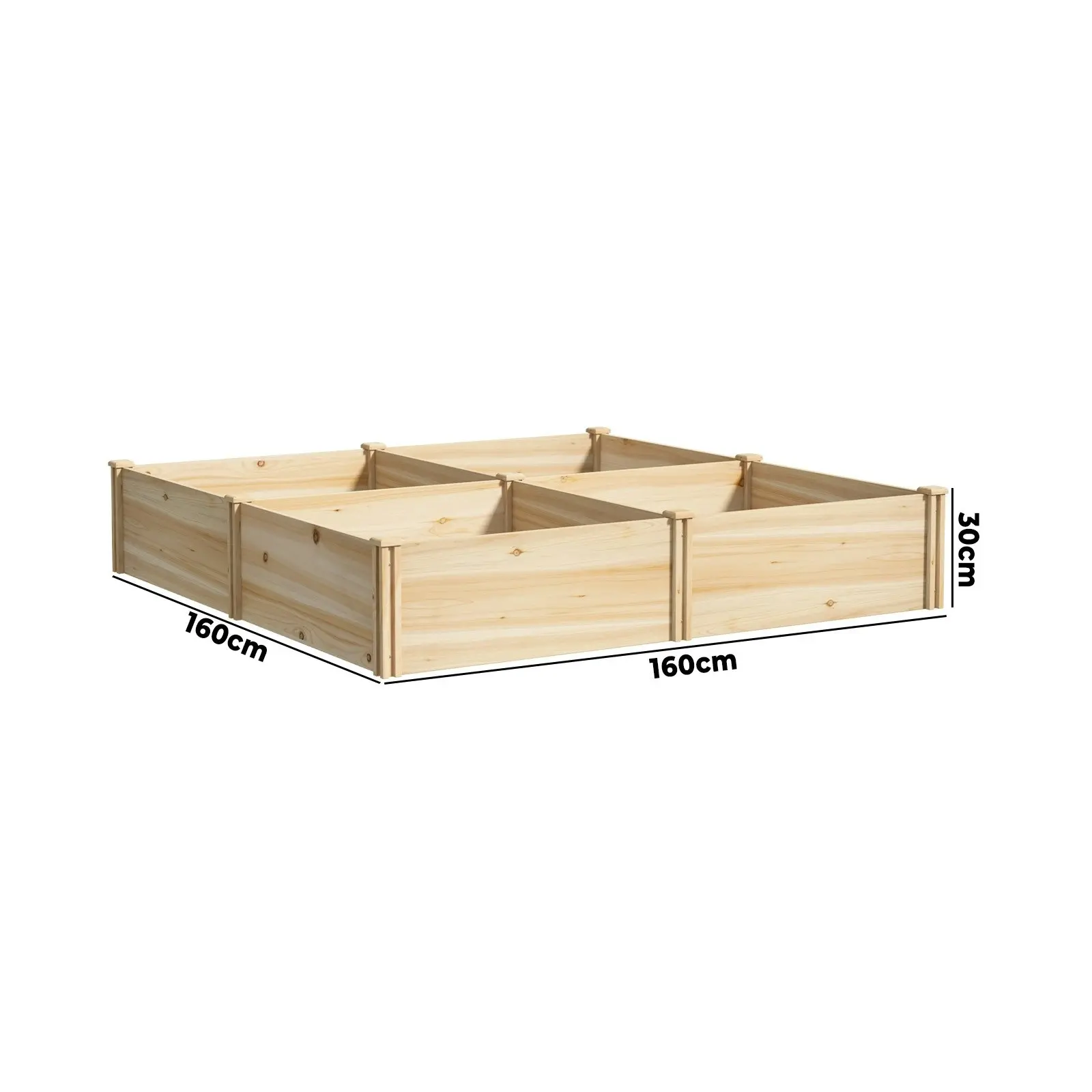 Livsip Garden Bed Raised Set of 4 80x80x30cm Wooden Planter Box Container