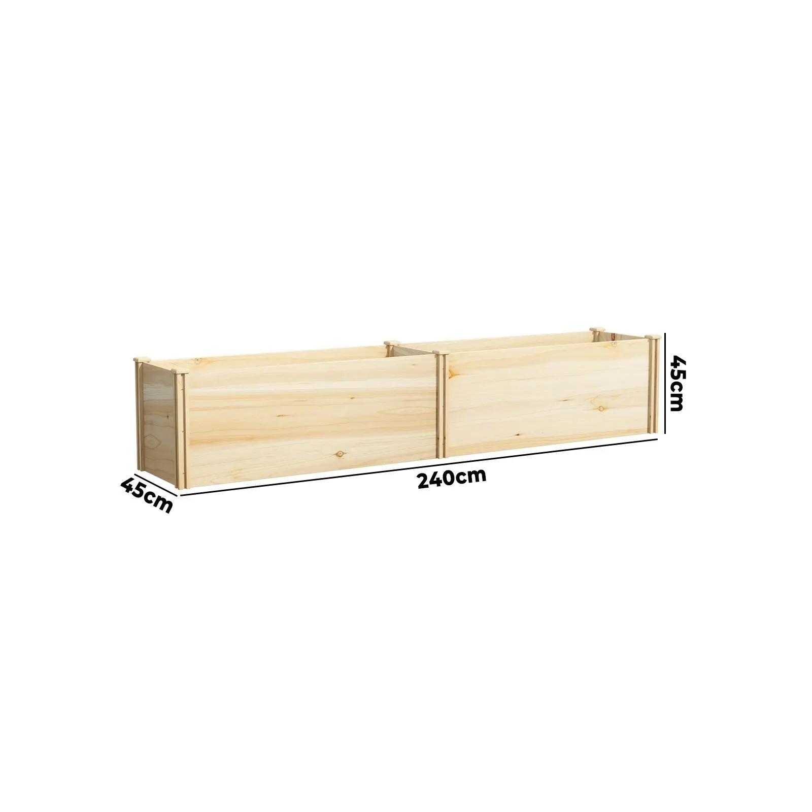 Livsip Garden Bed 240x45x45cm Raised Wooden Planter Box Container