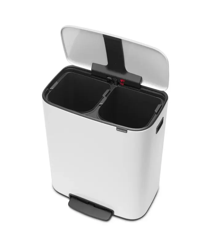 Brabantia Bo Dual 30 Litre Compartment Pedal Bin - White