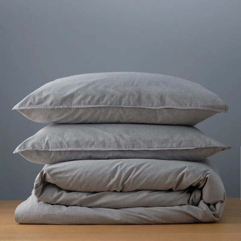 Canningvale Vintage Softwash Cotton King Quilt Cover Set - Smokey Grey Melange