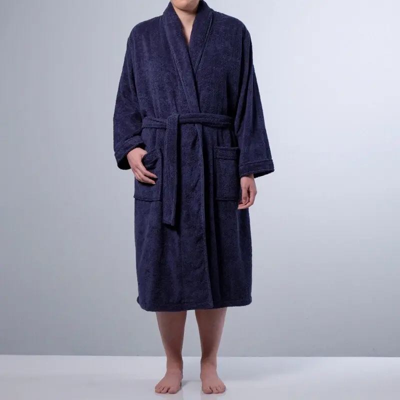 Canningvale Lusso Cotton Terry Large Bathrobe - Mezzanotte Blue