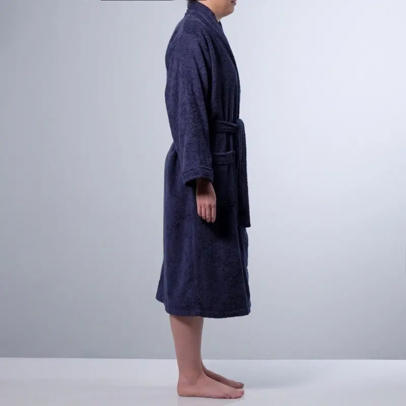 Canningvale Lusso Cotton Terry Large Bathrobe - Mezzanotte Blue