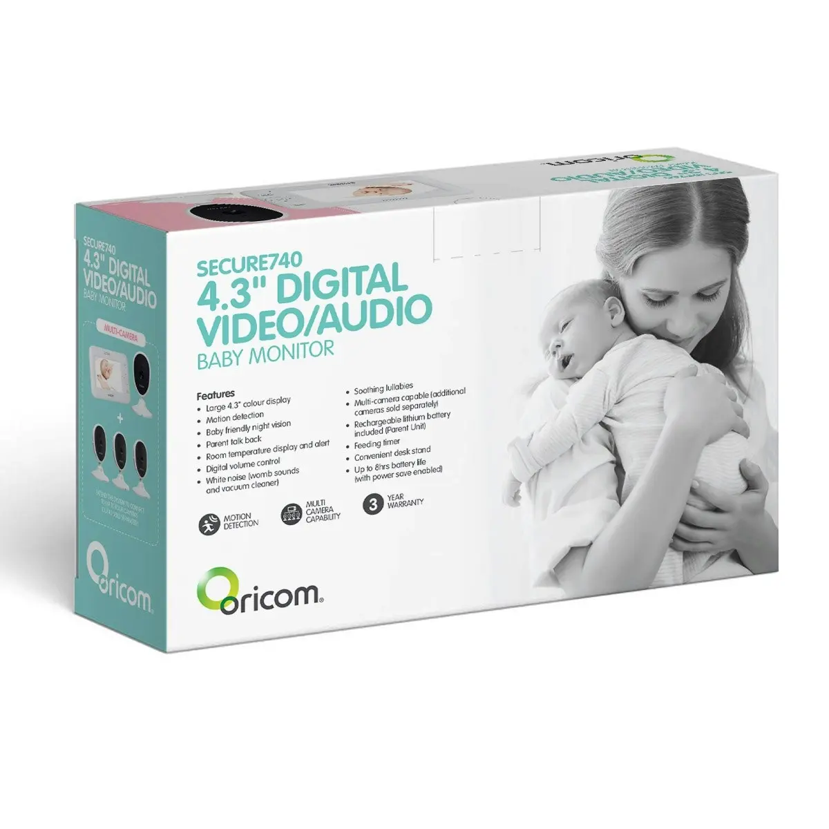 Oricom Secure SC740 Digital Video Baby Monitor with Motorised Pan Tilt Camera