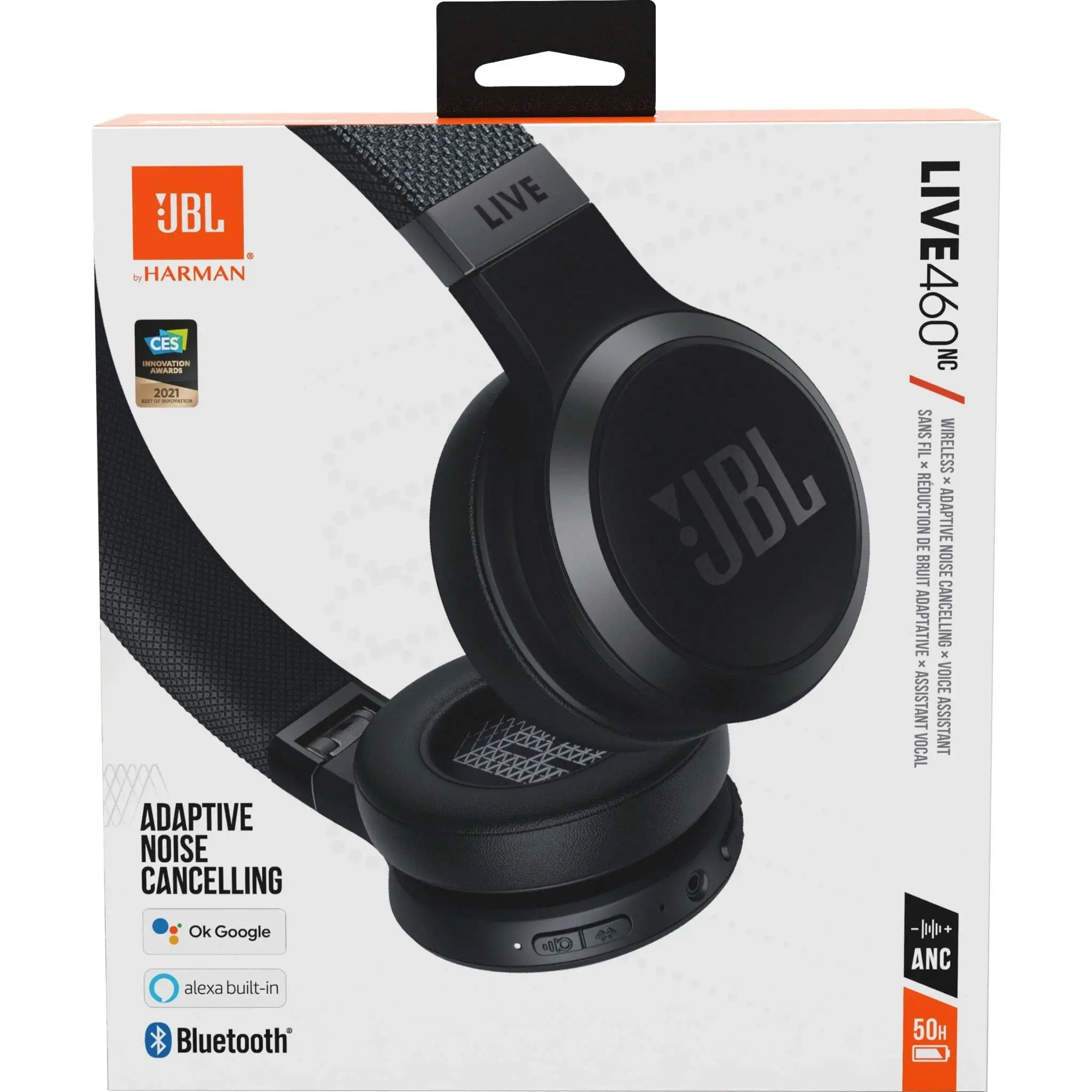 JBL Live 460 Wireless On-ear Noise Cancelling Headphones - Black