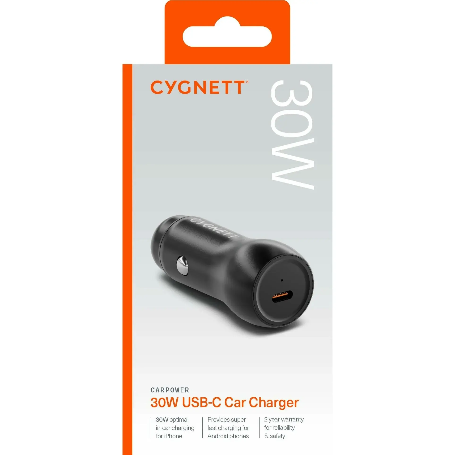 Cygnett Car Power 30w Usb-c Car Charger - Black