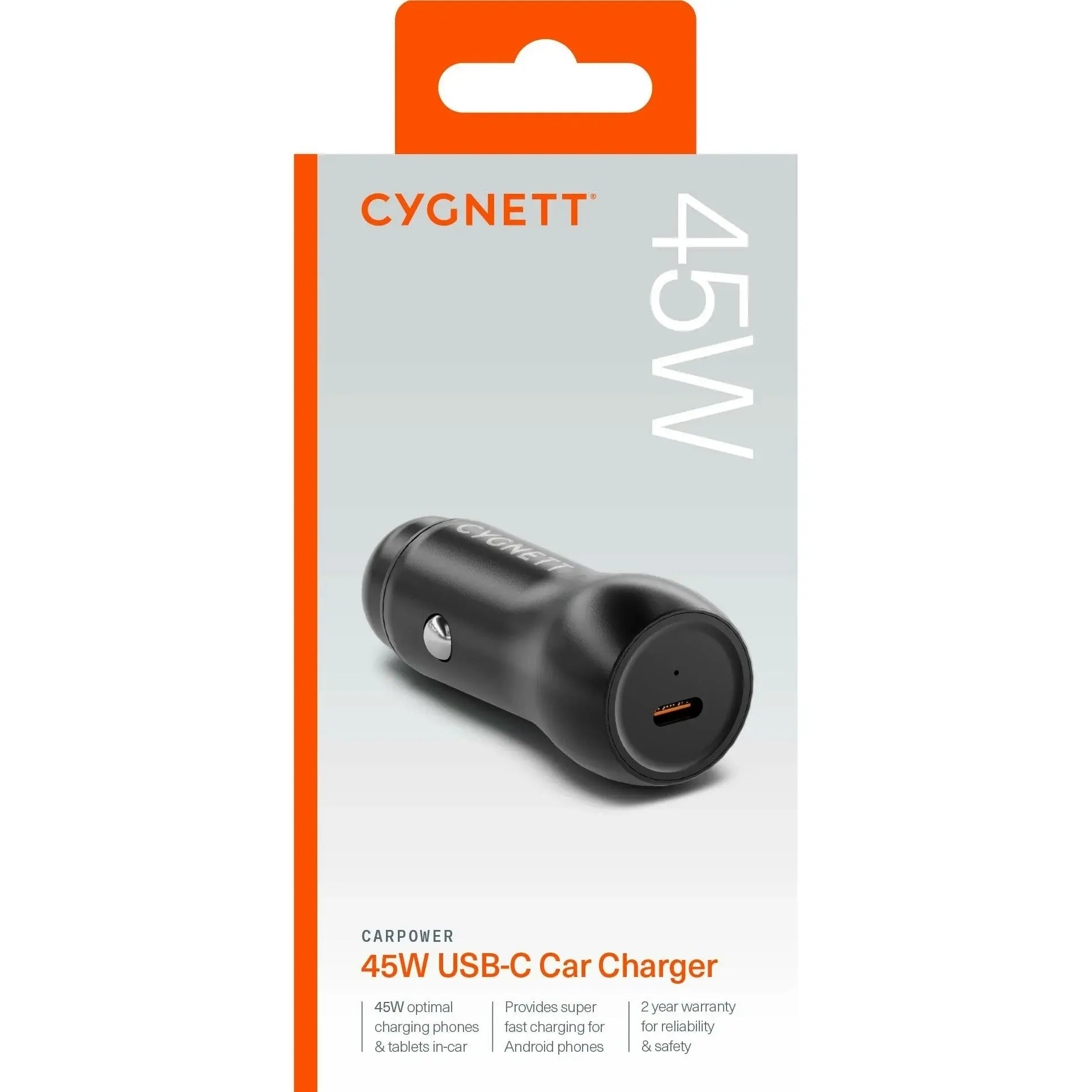 Cygnett Car Power 45w Usb-c Car Charger - Black