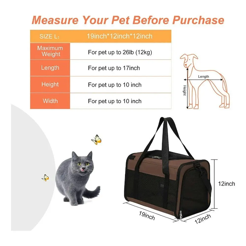 Floofi Portable Pet Carrier L Size (Large, Brown)