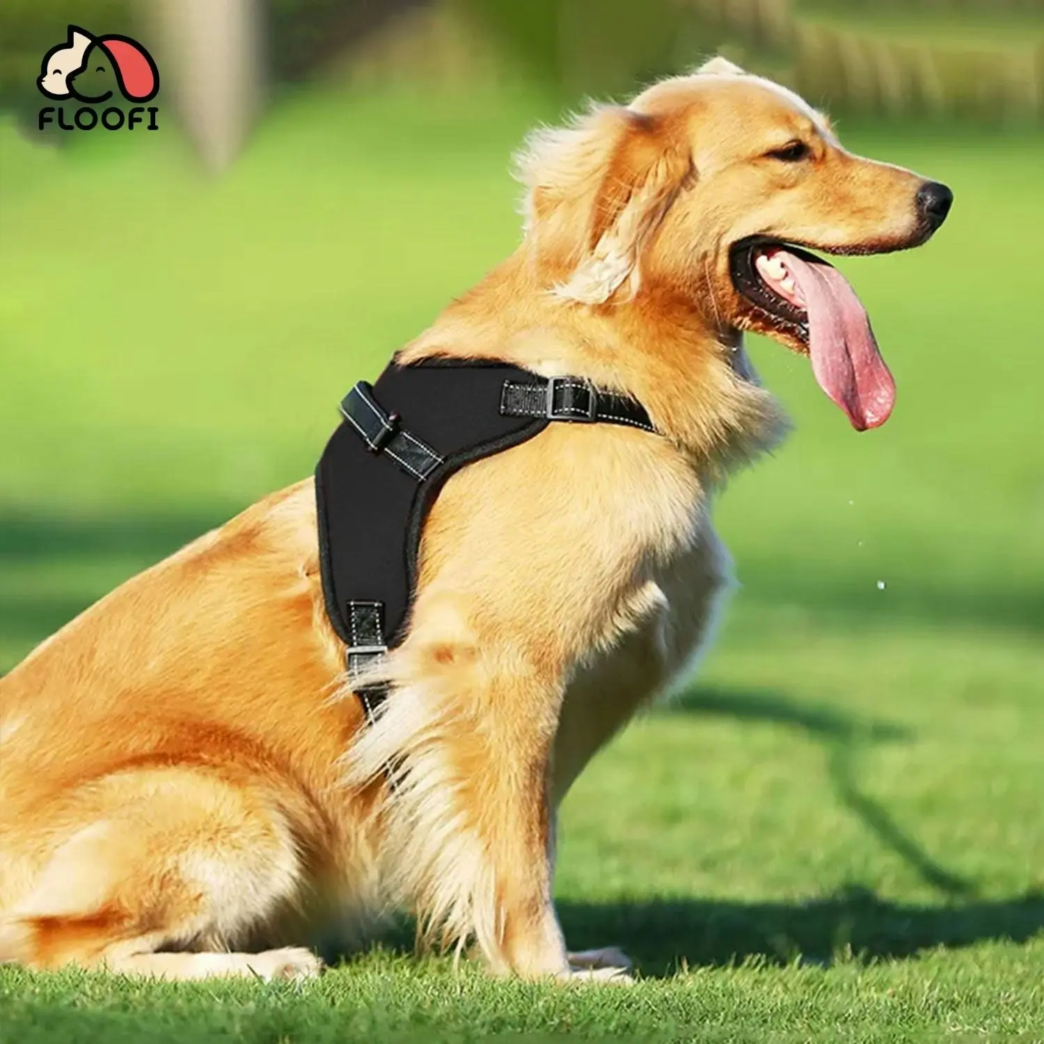 Floofi Dog Harness M Size (Medium, Black)