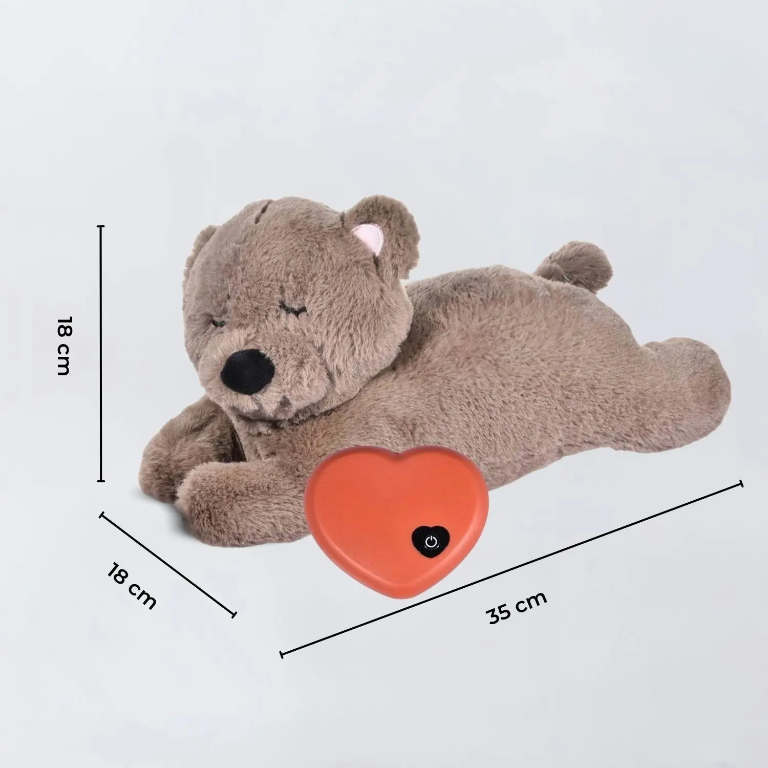 Floofi Heartbeat Soft Plush Sleeping Buddy Pet Dog Anxiety Behavioral Aid Brown