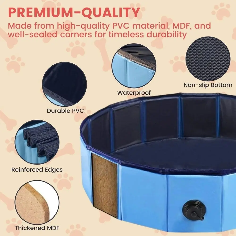 Floofi Leak-proof Blue Foldable 120cmx30cm PVC Pet Swimming Pool