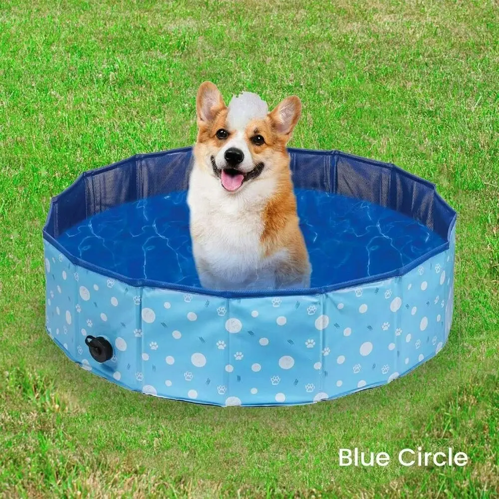 Floofi Leak-proof Blue Circle Foldable 120cmx30cm PVC Pet Swimming Pool