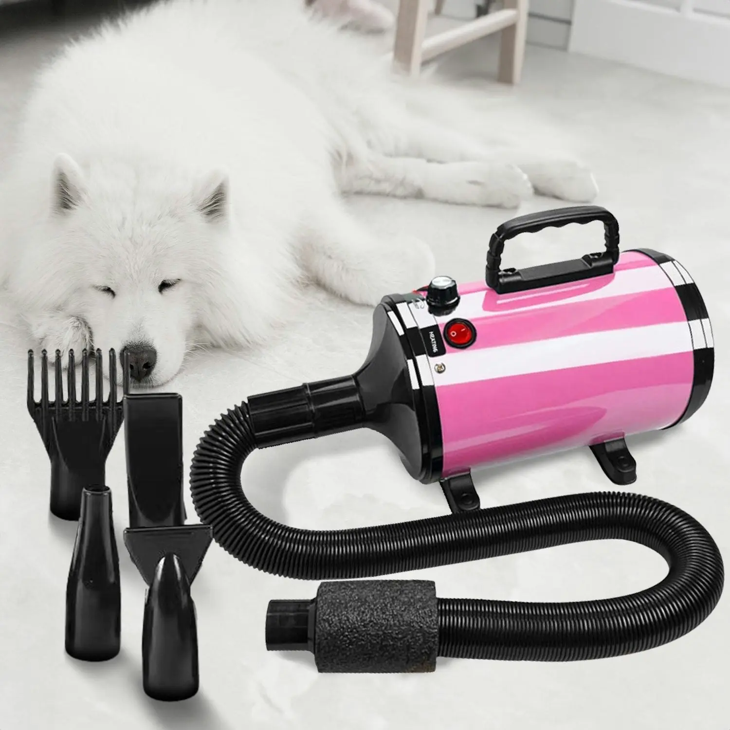 Floofi Versatile Nozzles Noise Reduction Advance Button Version Pet Hair Dryer - Pink