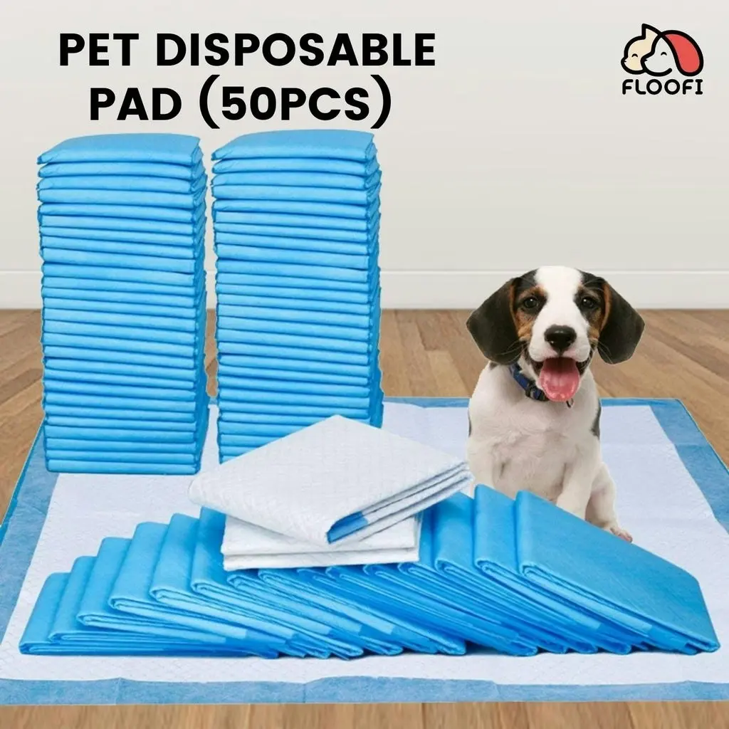 50pcs Floofi Disposable Super Absorbent Puppy Dog Pet Training Pads - Blue