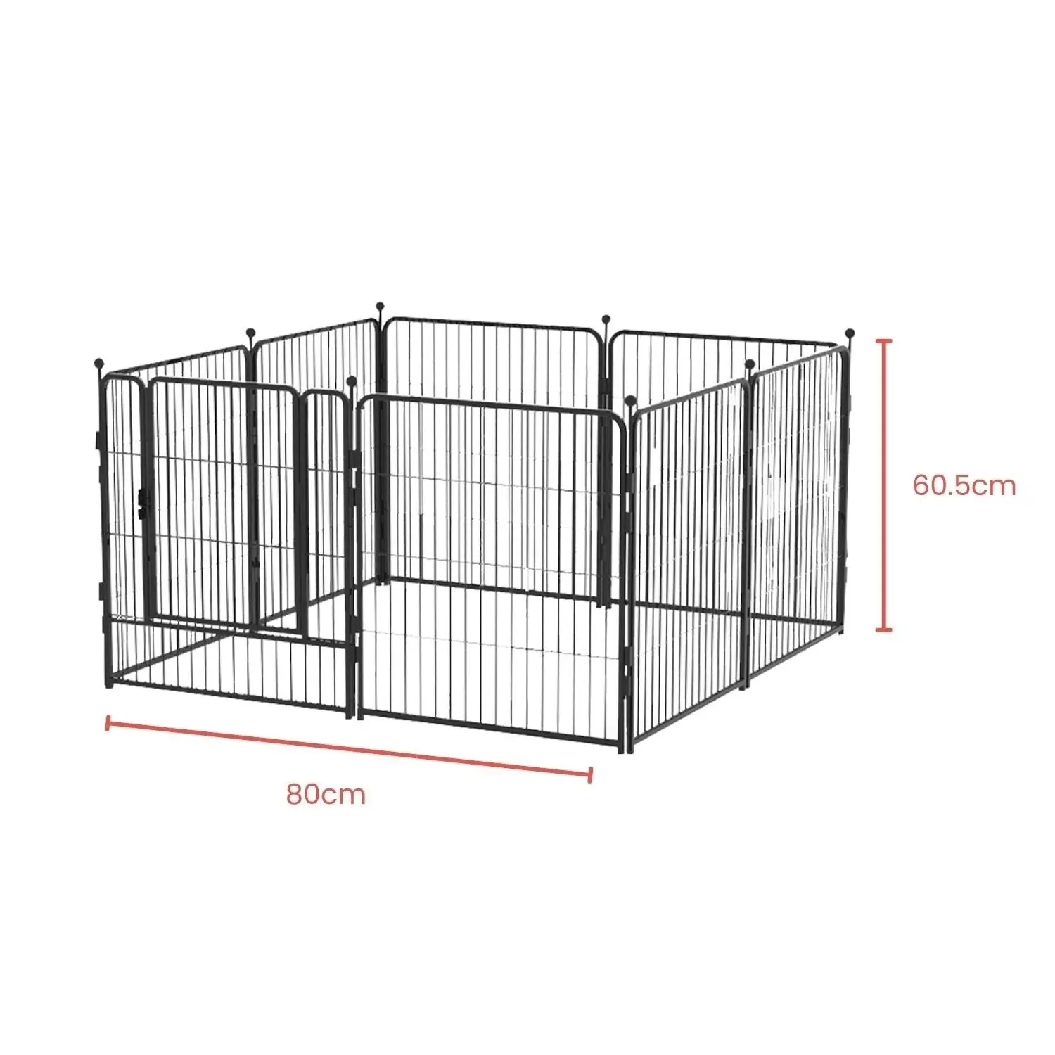 Floofi 8 Panel Portable Steel Crate Pet Puppy Dog Playpen - Black