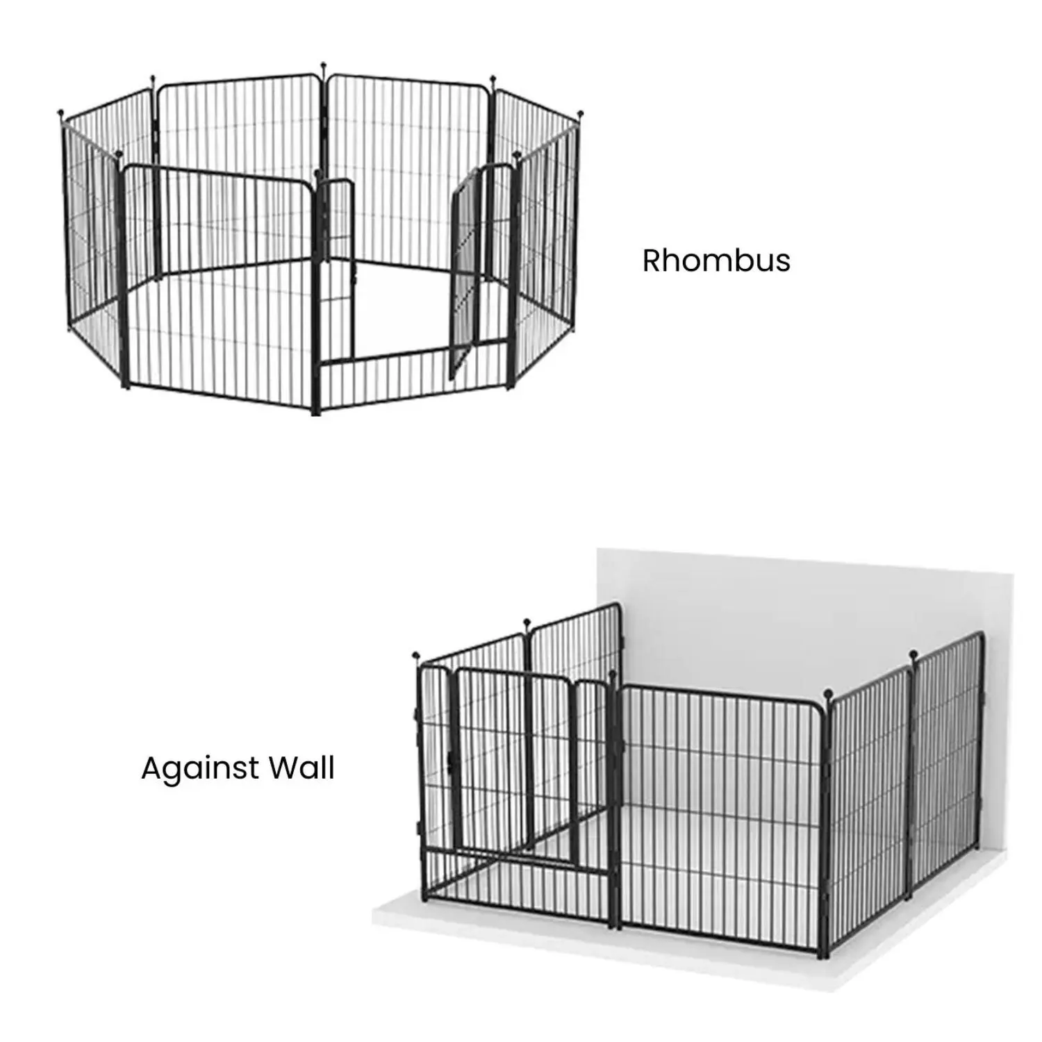 Floofi 8 Panel Portable Steel Crate Pet Puppy Dog Playpen - Black