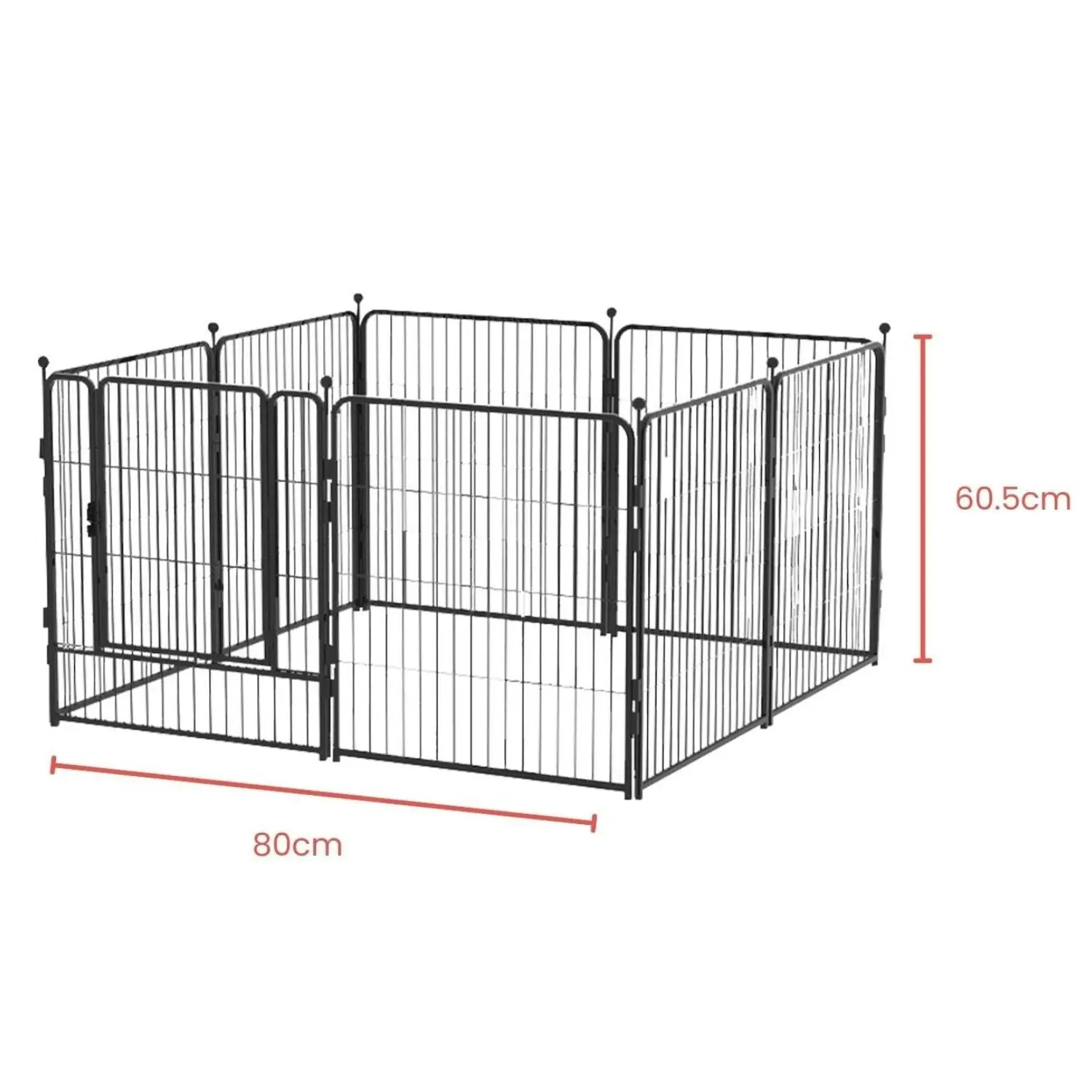 Floofi 8 Panel Portable Steel Crate Pet Puppy Dog Playpen - Black