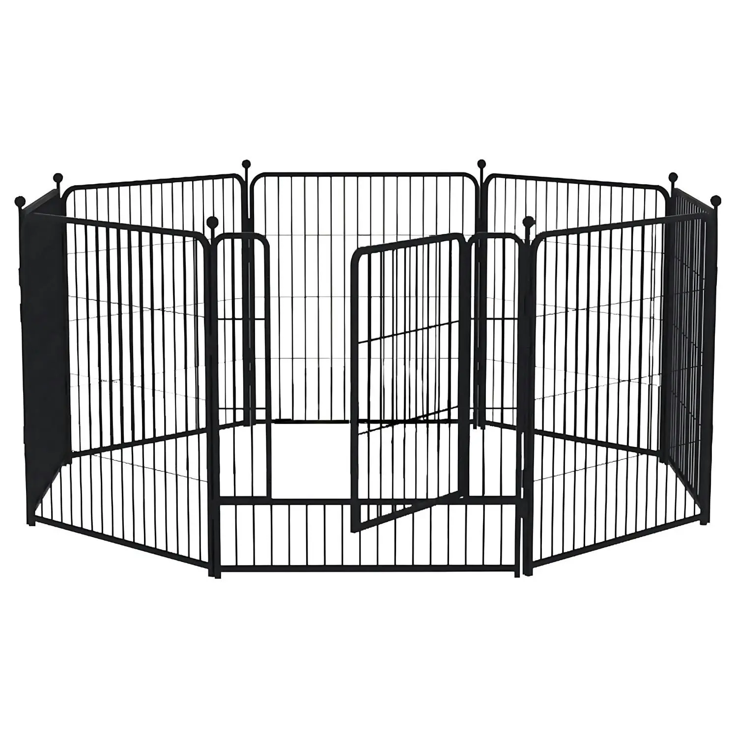 Floofi 8 Panel Portable Steel Crate Pet Puppy Dog Playpen - Black