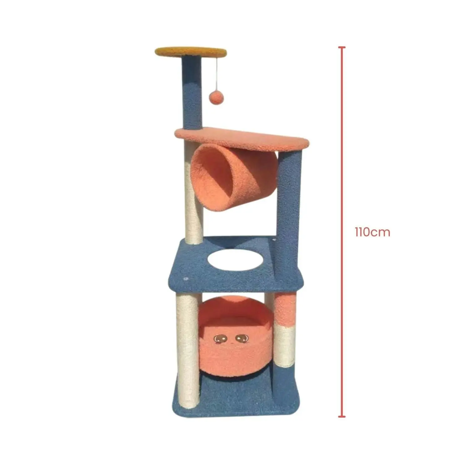 Floofi 110cm Emoji Plush Cat Condo Cat Tree (Blue Red)