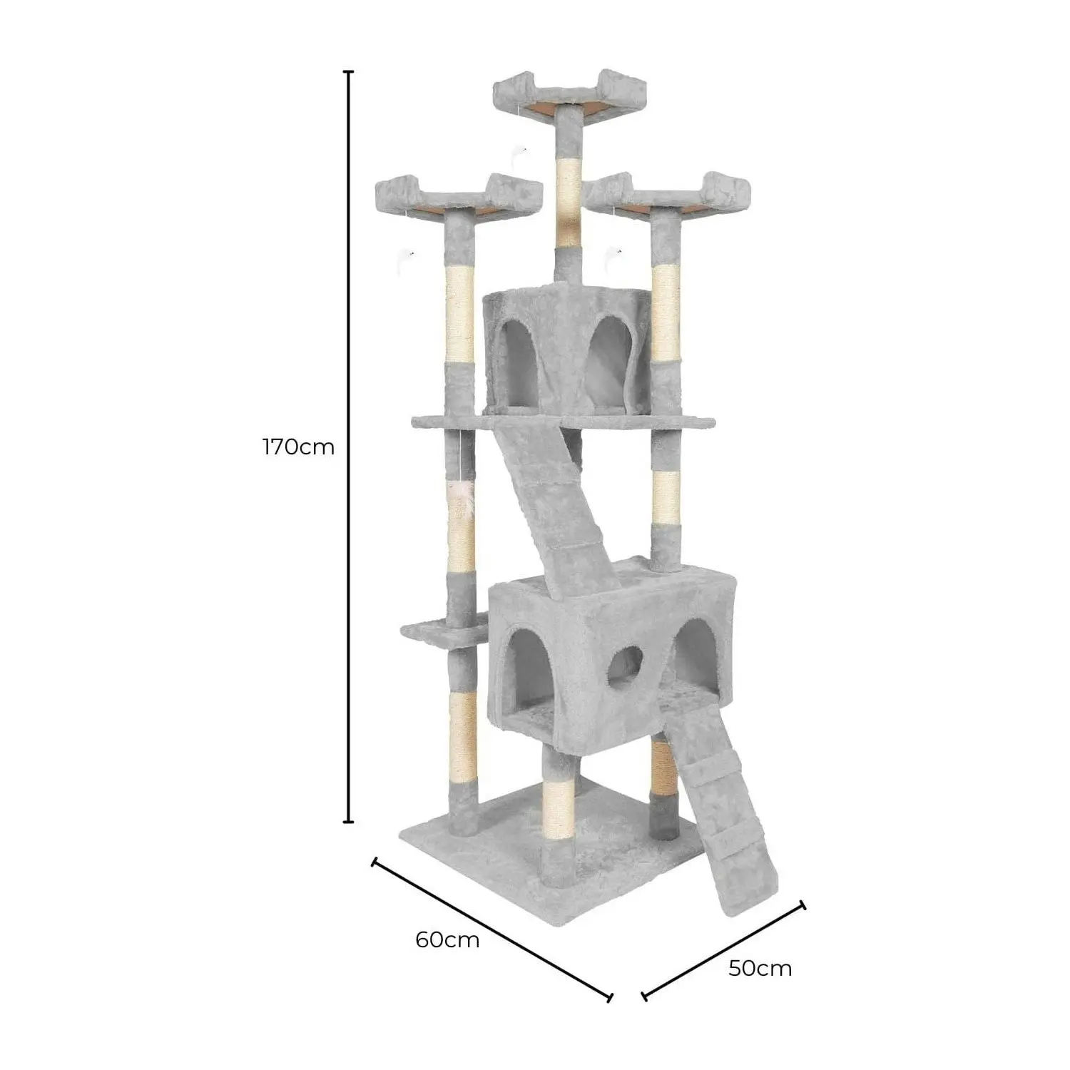 Floofi Cat Tree 170cm Scratching Post Scratcher Tower Wood Condo House Trees Bed