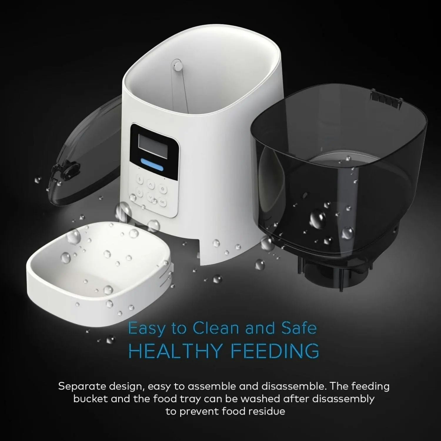 Floofi Automatic Voice Interaction & Event Record Camera 6L Smart Pet Feeder - Black