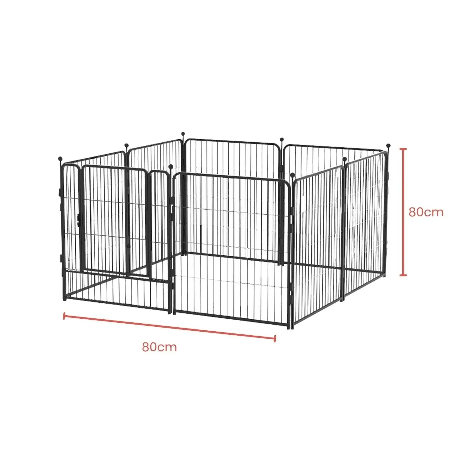 Floofi 8 Panel 32" Portable Steel Crate Pet Puppy Dog Playpen - Black