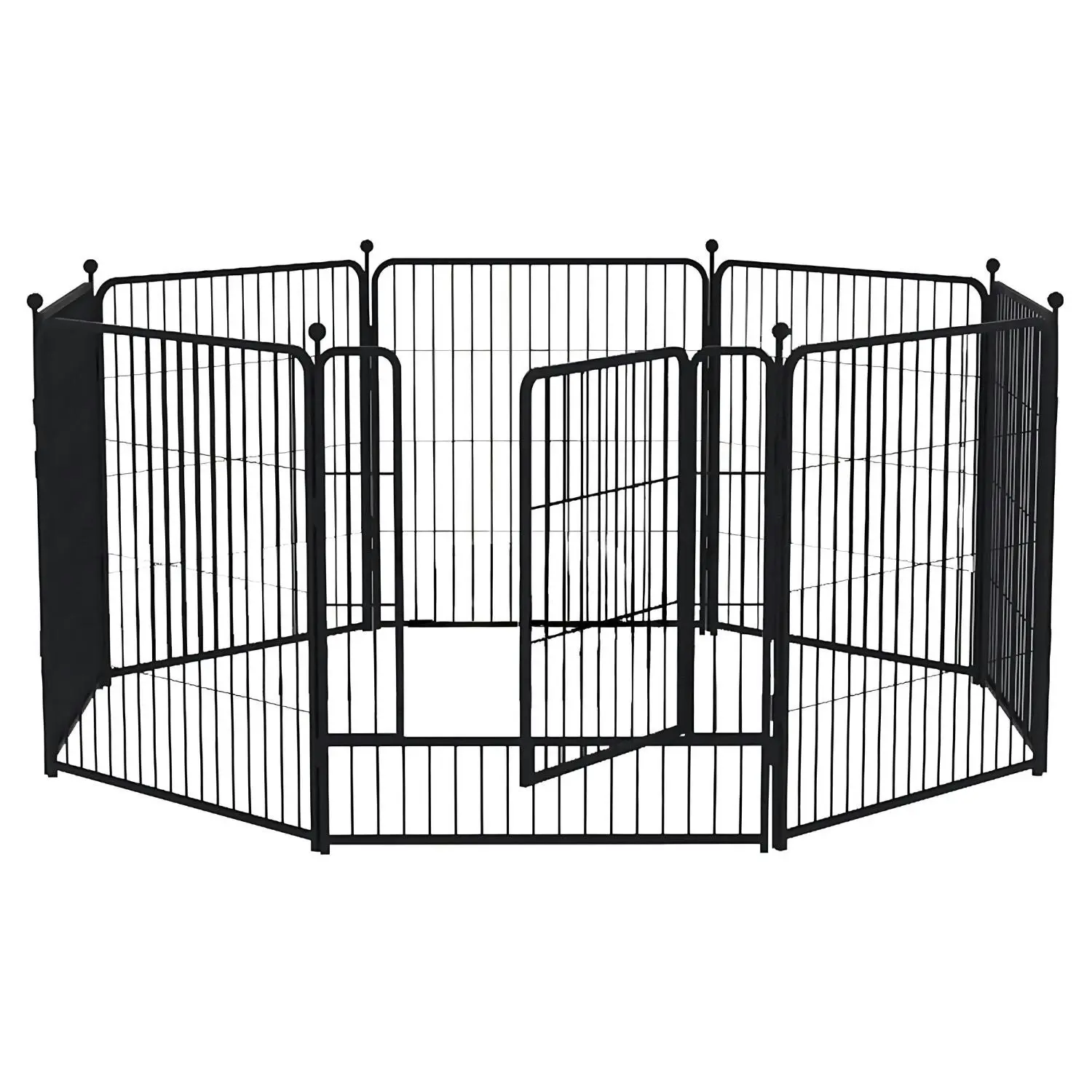 Floofi 8 Panel 32" Portable Steel Crate Pet Puppy Dog Playpen - Black