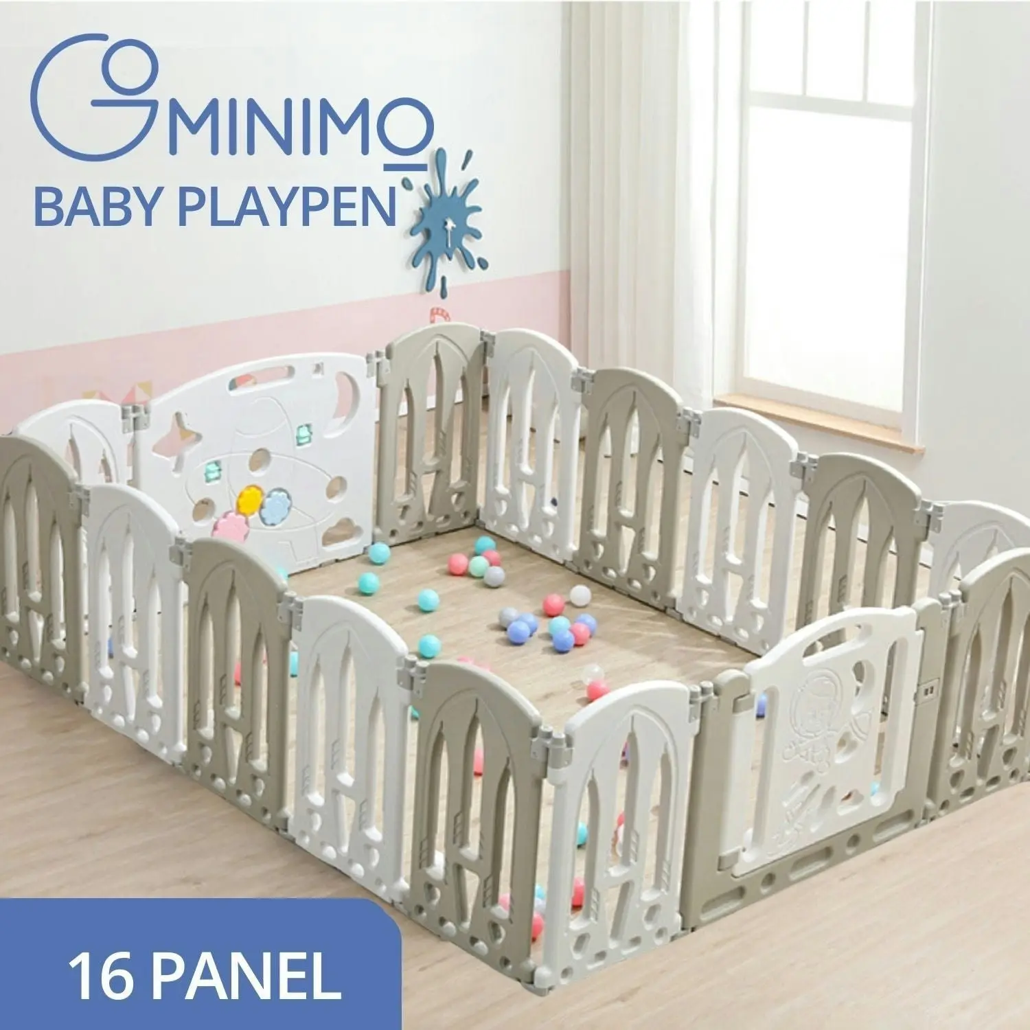 Gominimo Foldable Baby Playpen with 16 Panels Toddler Safety Activity Center