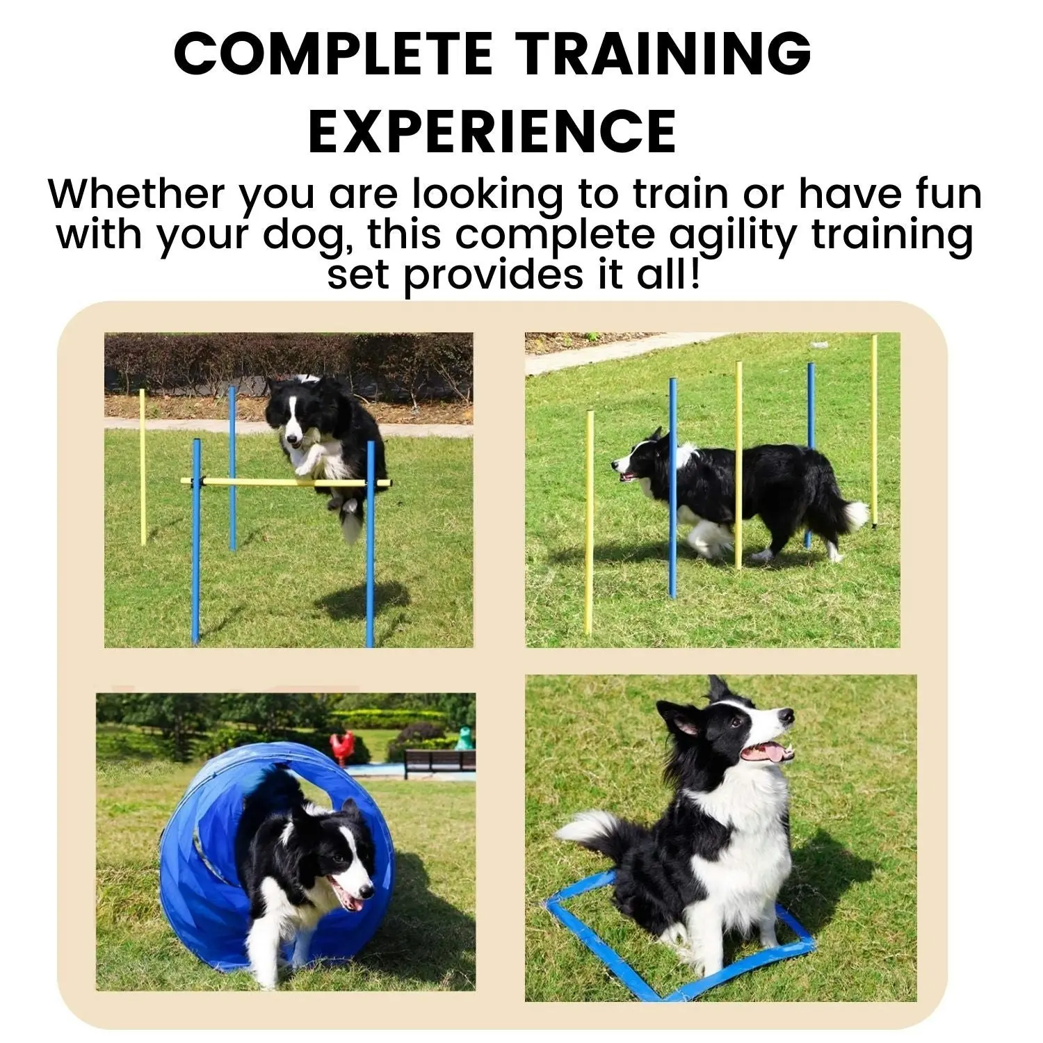 Floofi Pet Obstacle Training Course Pet Dog Agility Equipment Set - Yellow/Blue