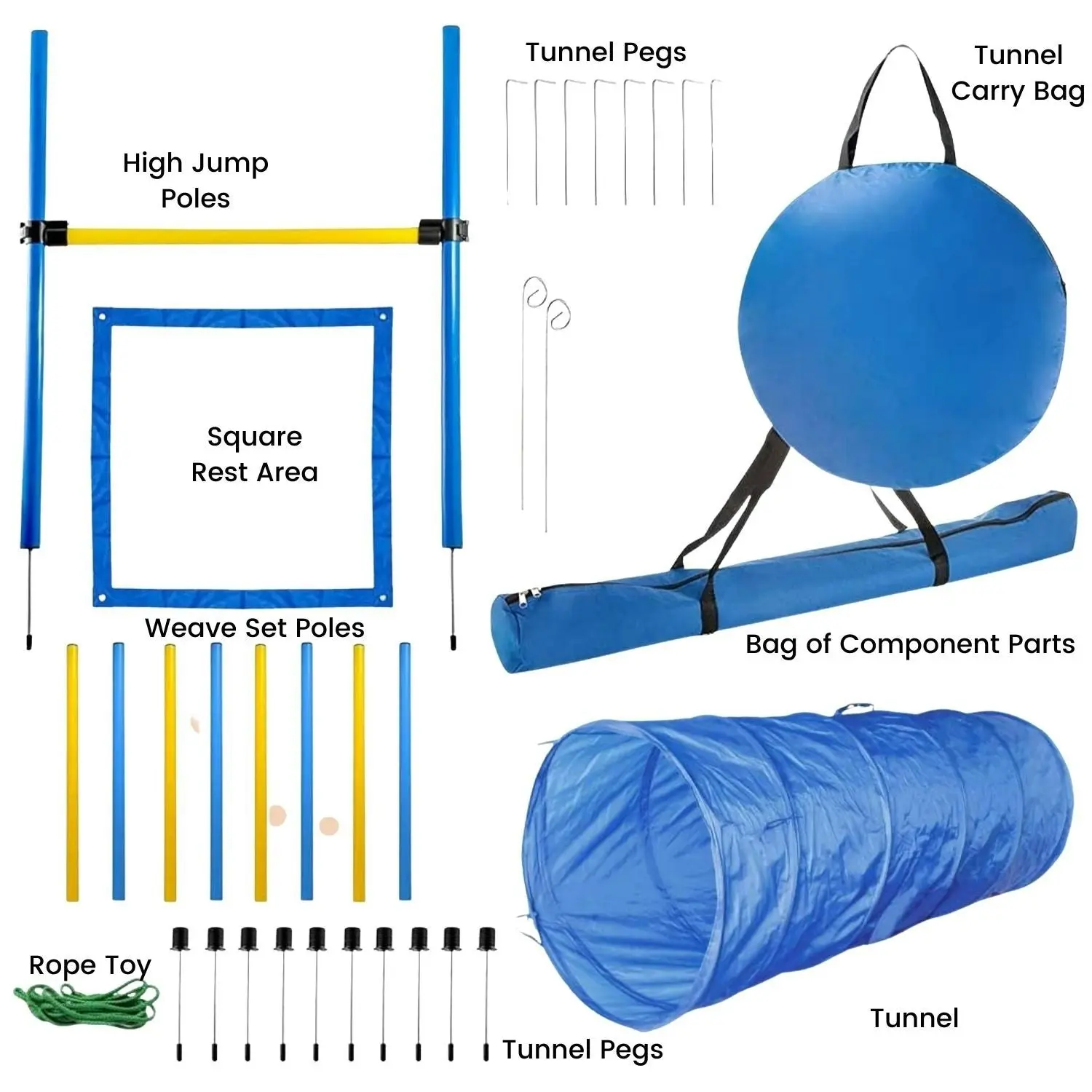 Floofi Pet Obstacle Training Course Pet Dog Agility Equipment Set - Yellow/Blue