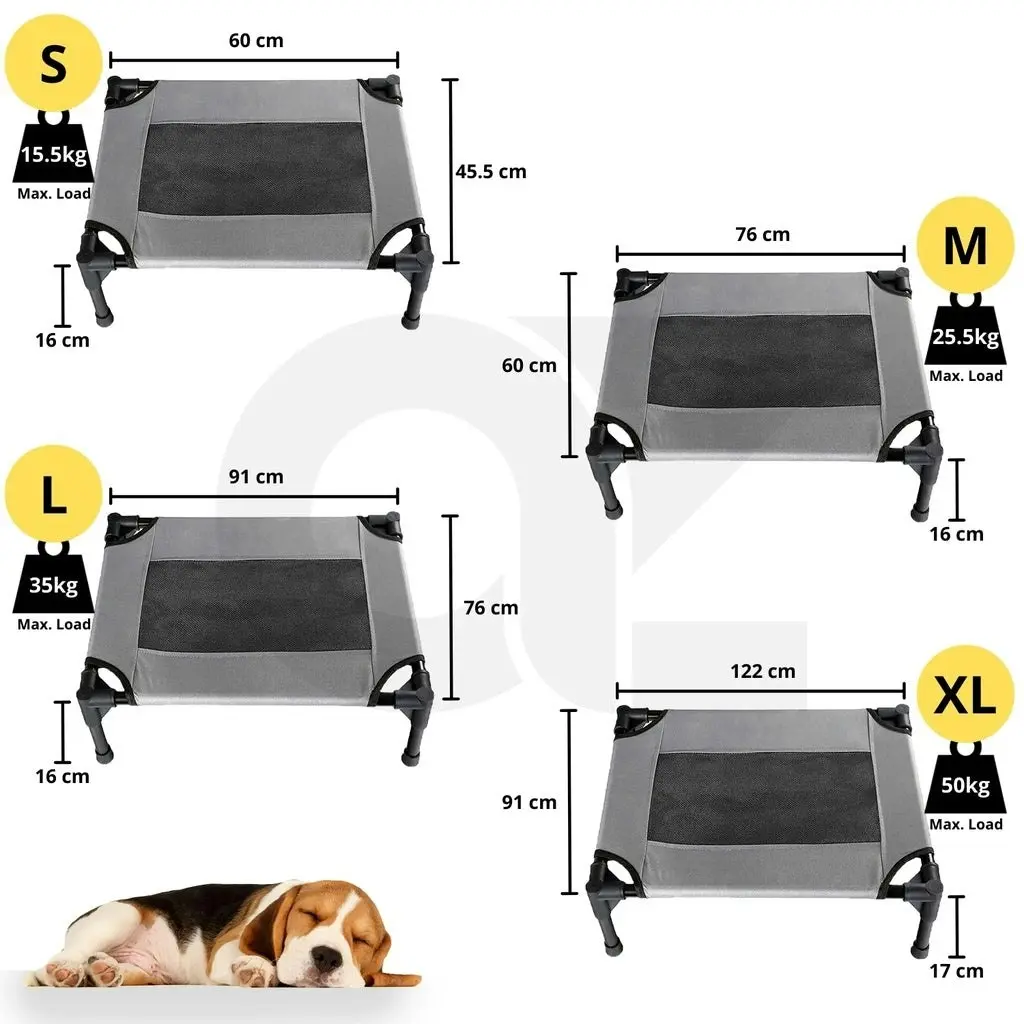 Floofi Elevated Camping Pet Bed (Medium, Army)