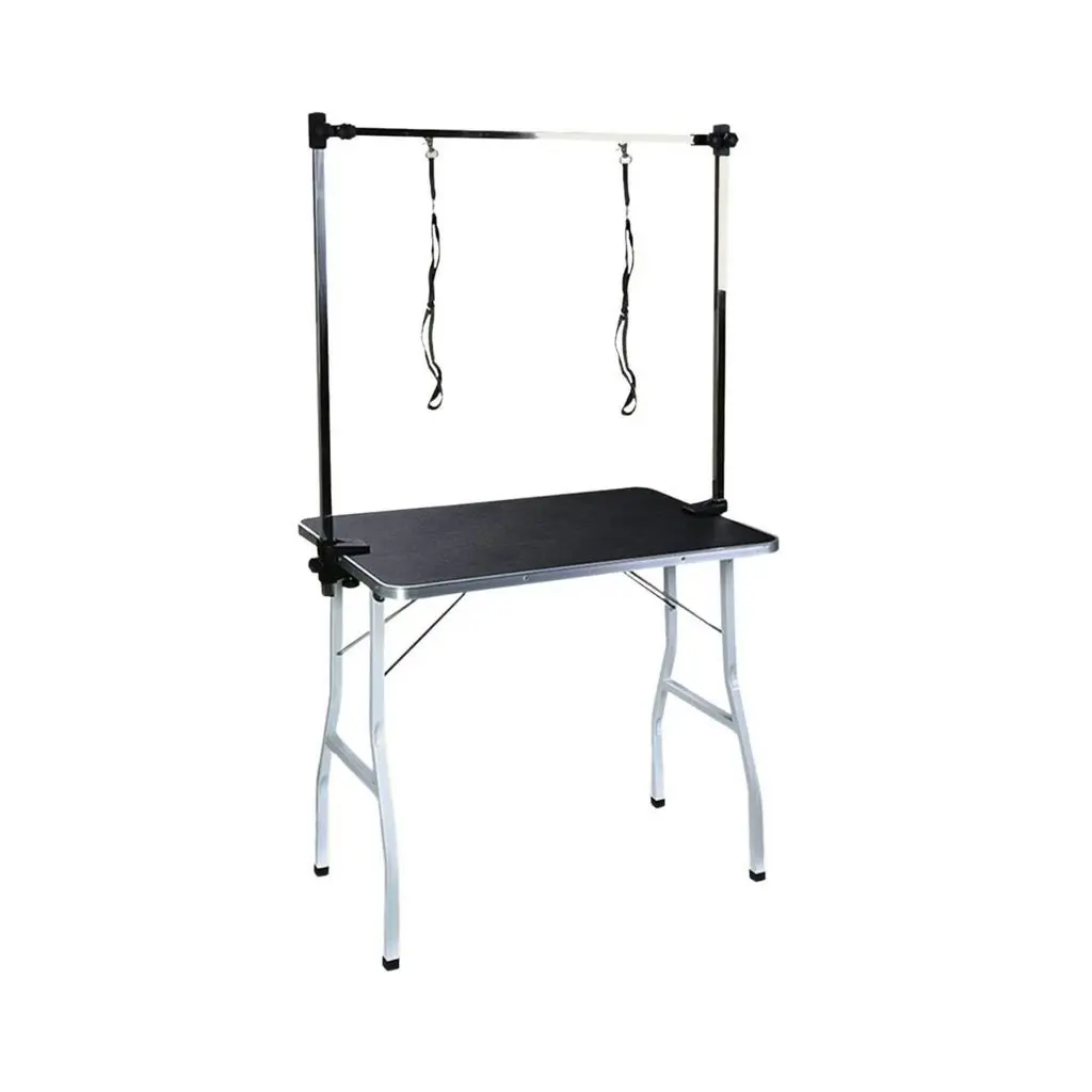 Floofi Portable Foldable Tool with Loop Noose Double Pole Pet Dog Grooming Table with Arm - Black