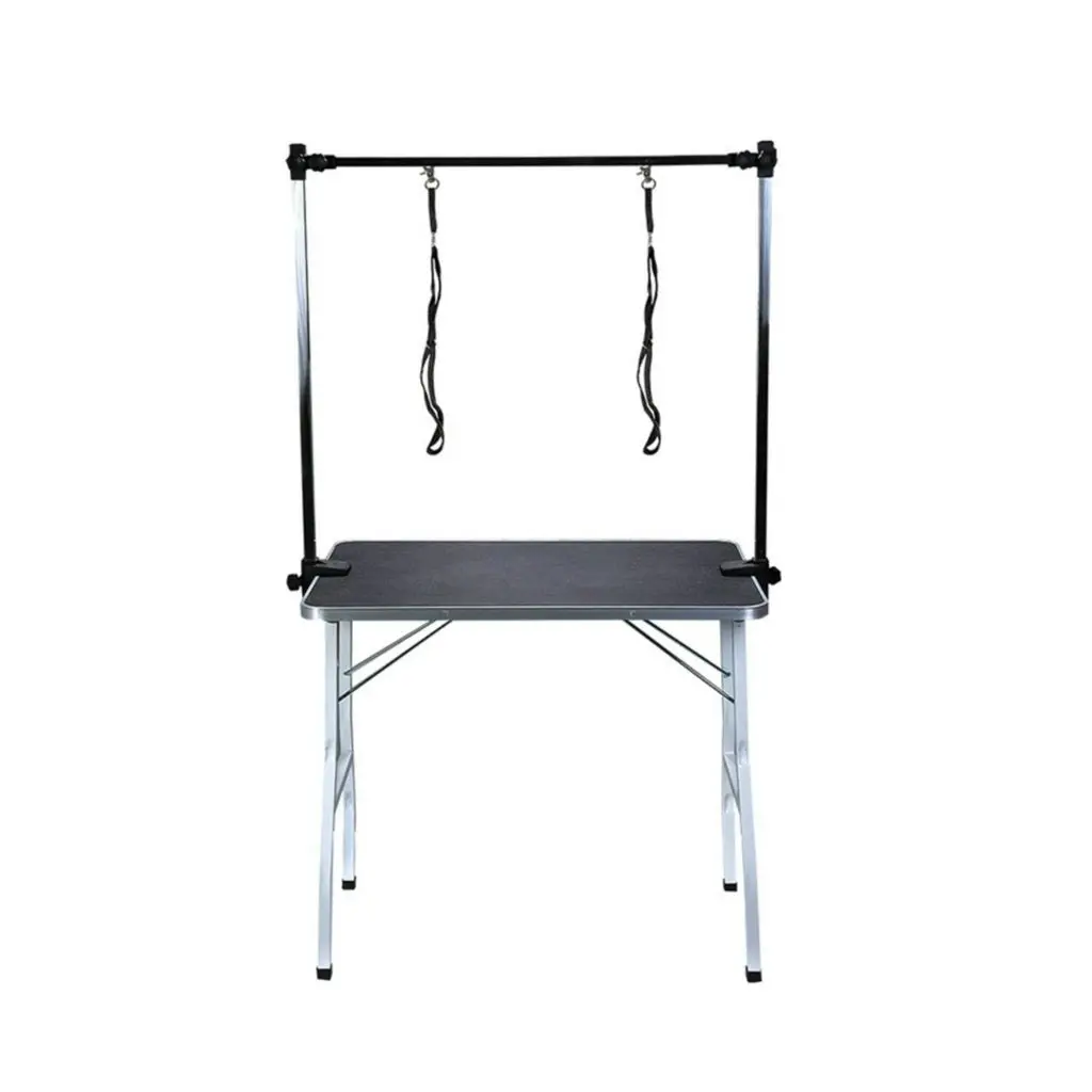 Floofi Portable Foldable Tool with Loop Noose Double Pole Pet Dog Grooming Table with Arm - Black