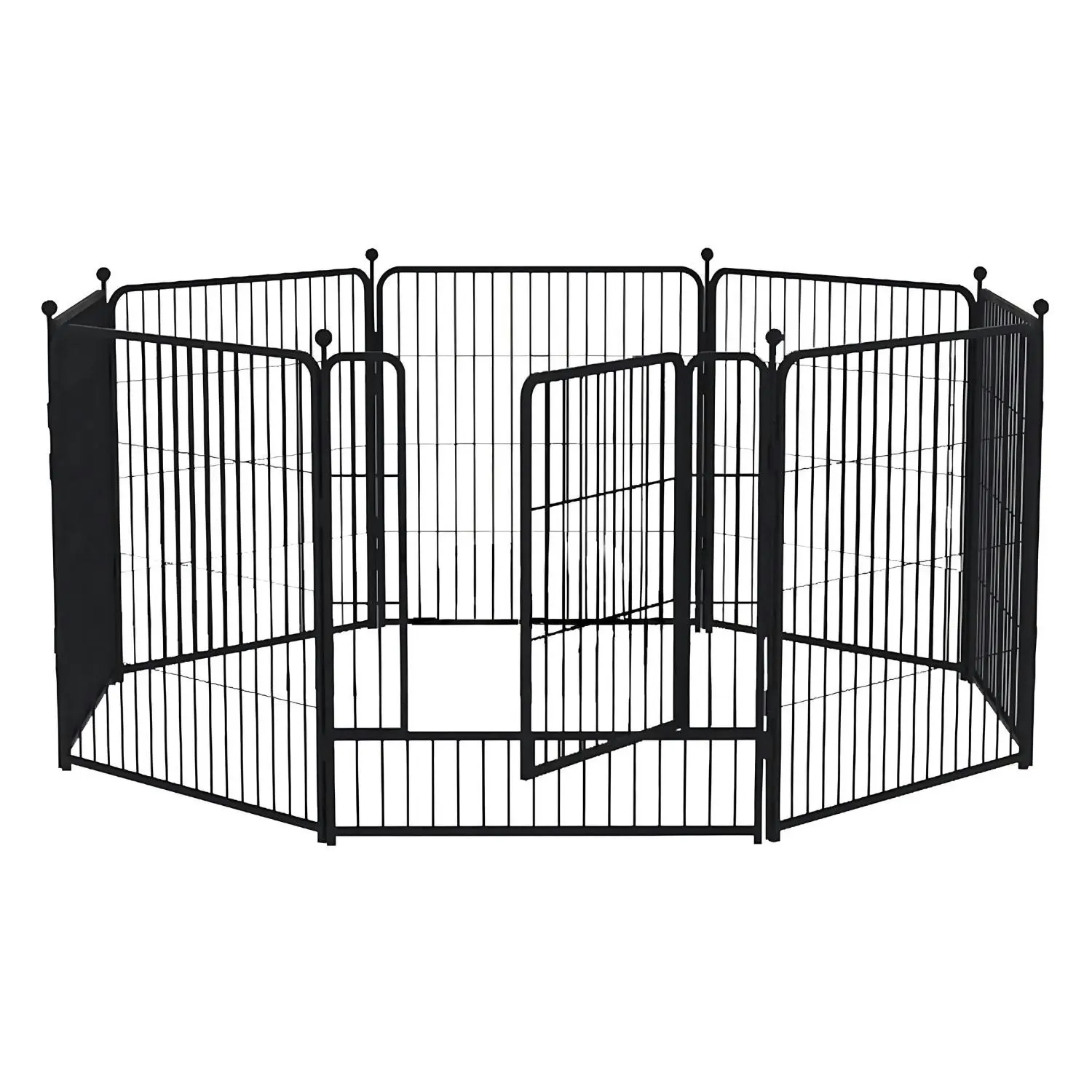 Floofi 8 Panel 40" Portable Steel Crate Pet Puppy Dog Playpen - Black