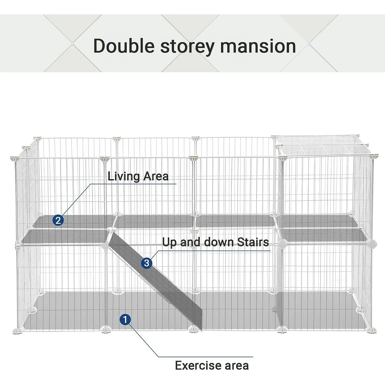 SONGMICS Dog Cat Two Pet Playpen Story Metal Wire Enclosure Fence with Zip Ties