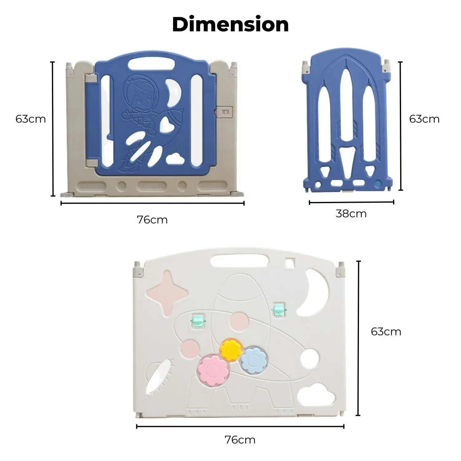 Gominimo Foldable Baby Playpen with 22 Panels Toddler Safety Fence White Blue