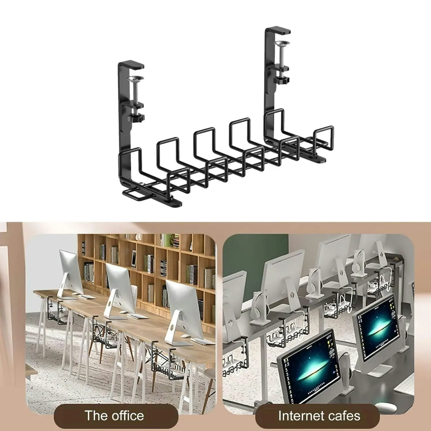 Gominimo Cable Management Tray with Vented Design No Drilling Type Black