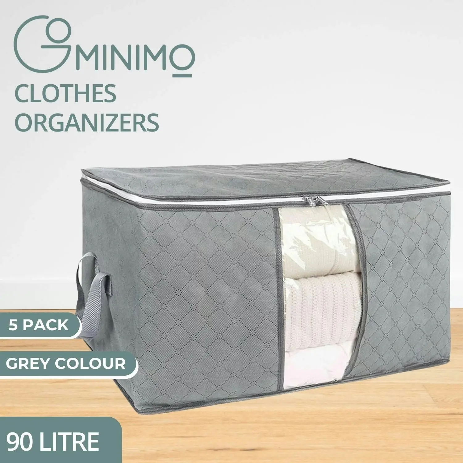 Gominimo 5PCS 90L Large Clothes Storage Bag Home Organizer Zipper Box Bag